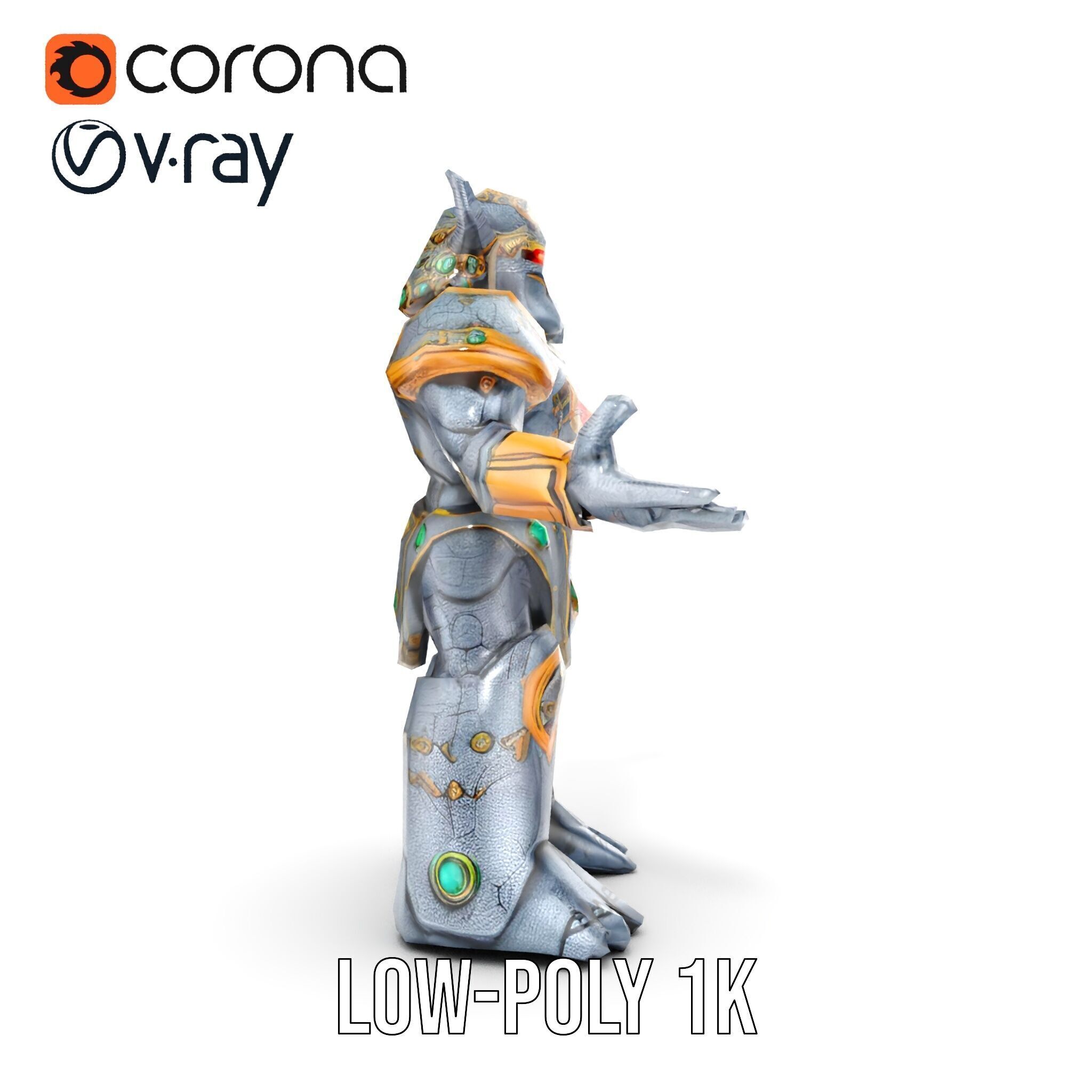 Orc Warrior Rigged and Animated D Character Model Low-poly 3D model_17