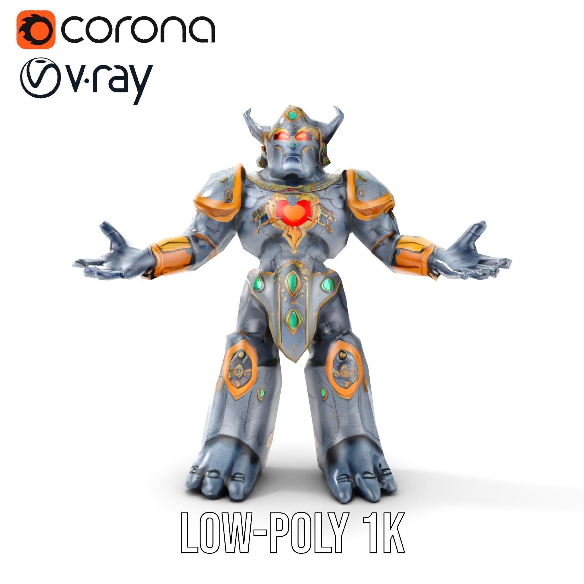 Orc Warrior Rigged and Animated D Character Model Low-poly 3D model_15