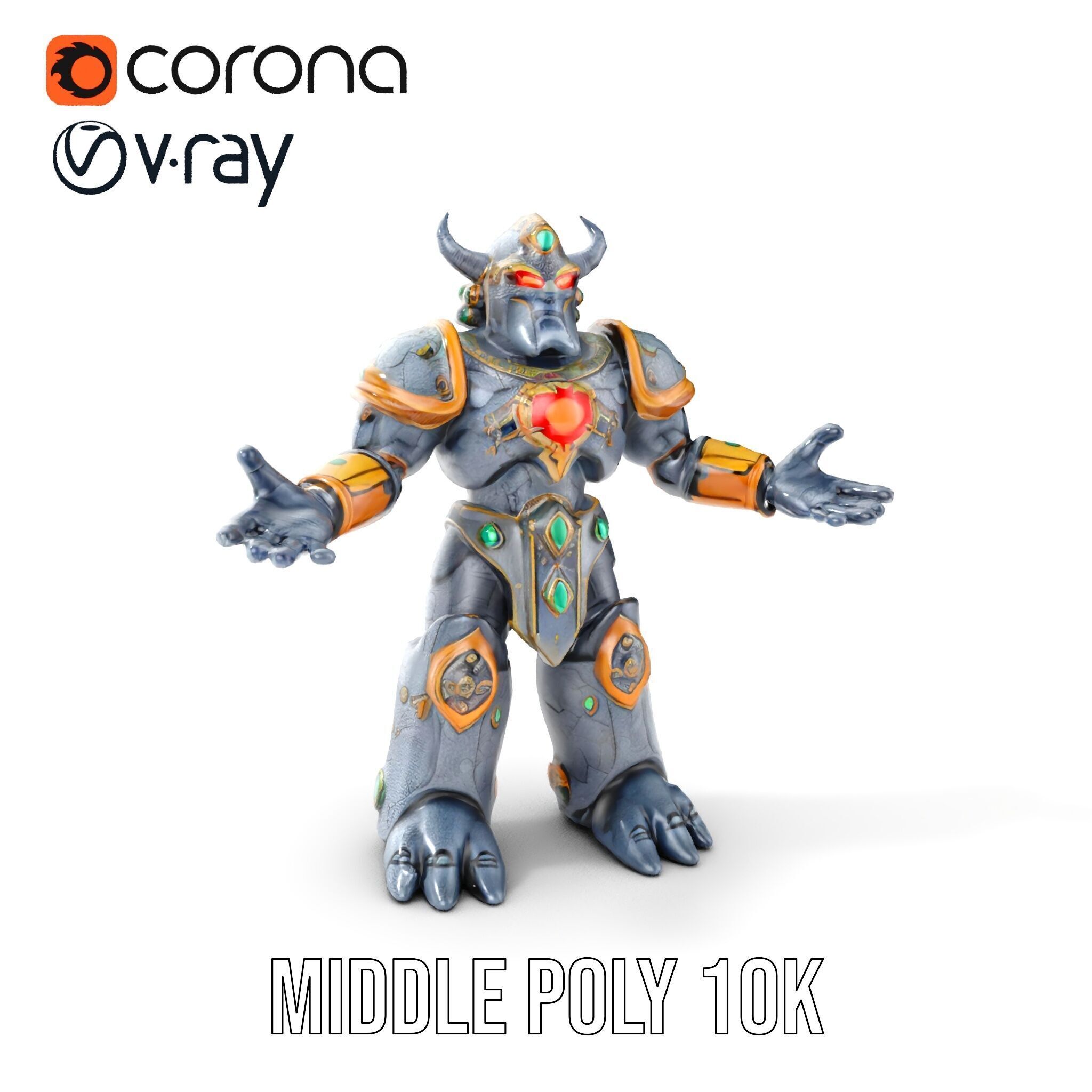 Orc Warrior Rigged and Animated D Character Model Low-poly 3D model_18