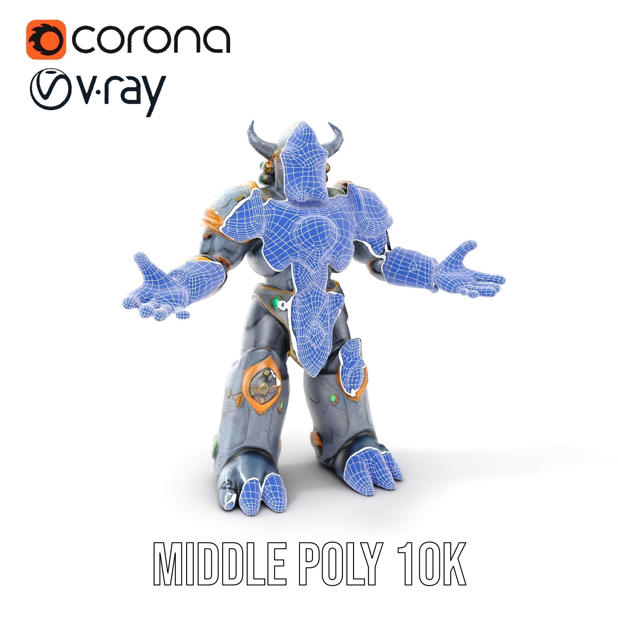 Orc Warrior Rigged and Animated D Character Model Low-poly 3D model_14