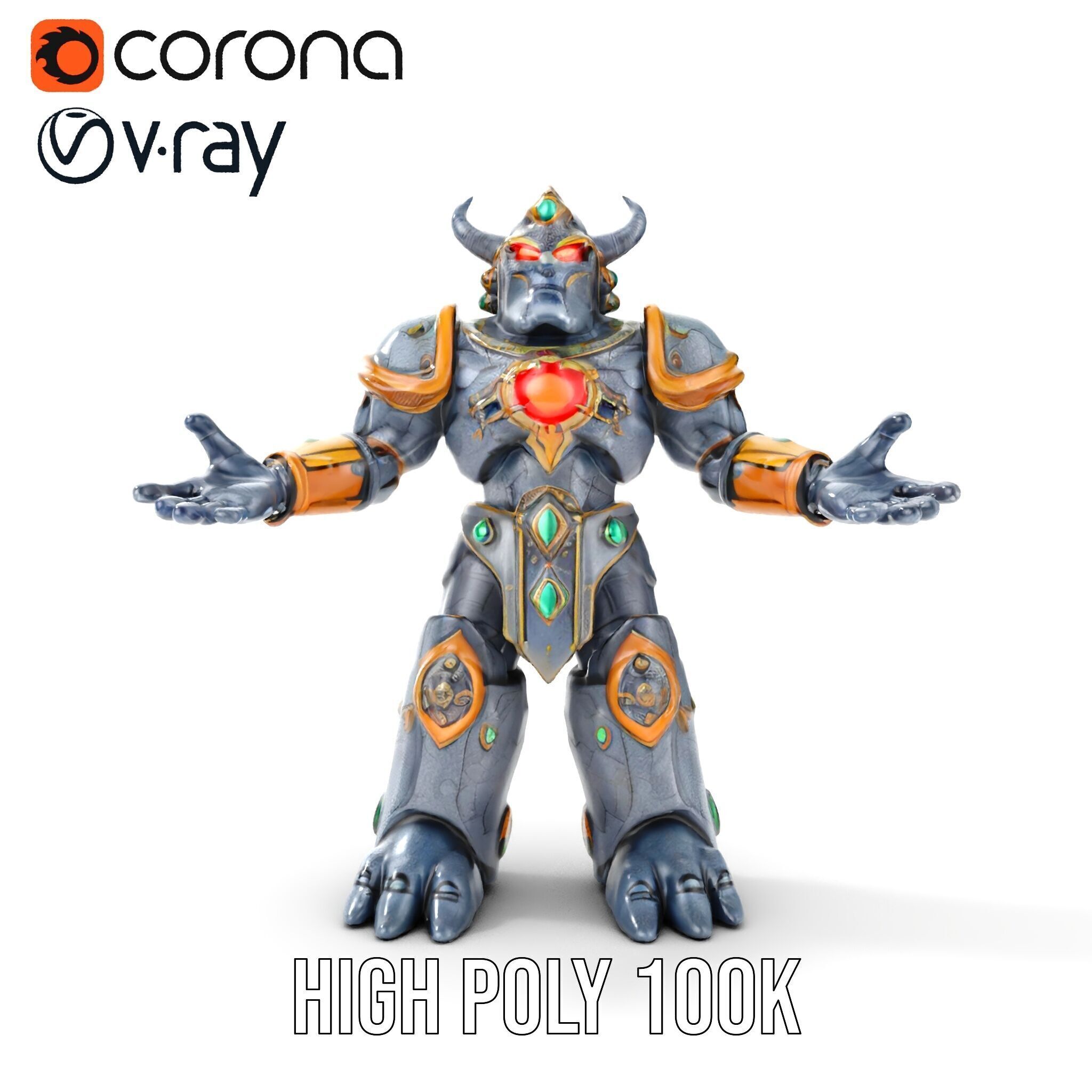 Orc Warrior Rigged and Animated D Character Model Low-poly 3D model_20