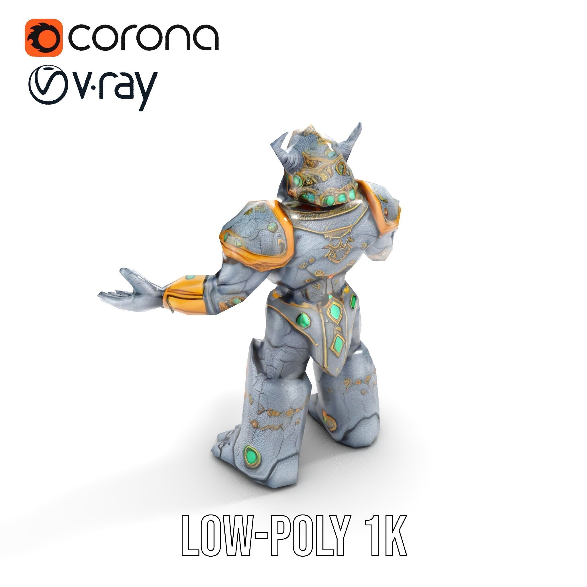 Orc Warrior Rigged and Animated D Character Model Low-poly 3D model_9