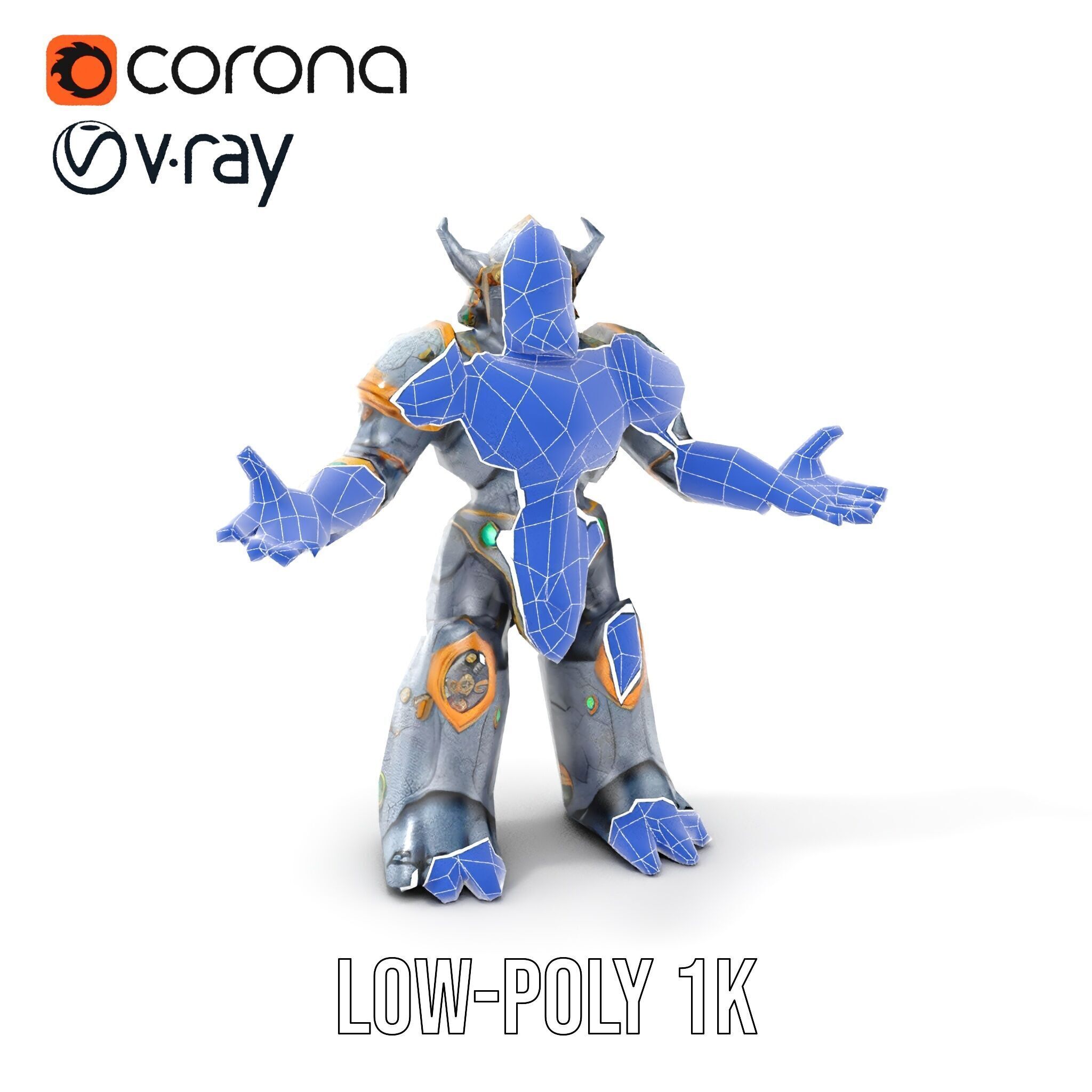 Orc Warrior Rigged and Animated D Character Model Low-poly 3D model_12