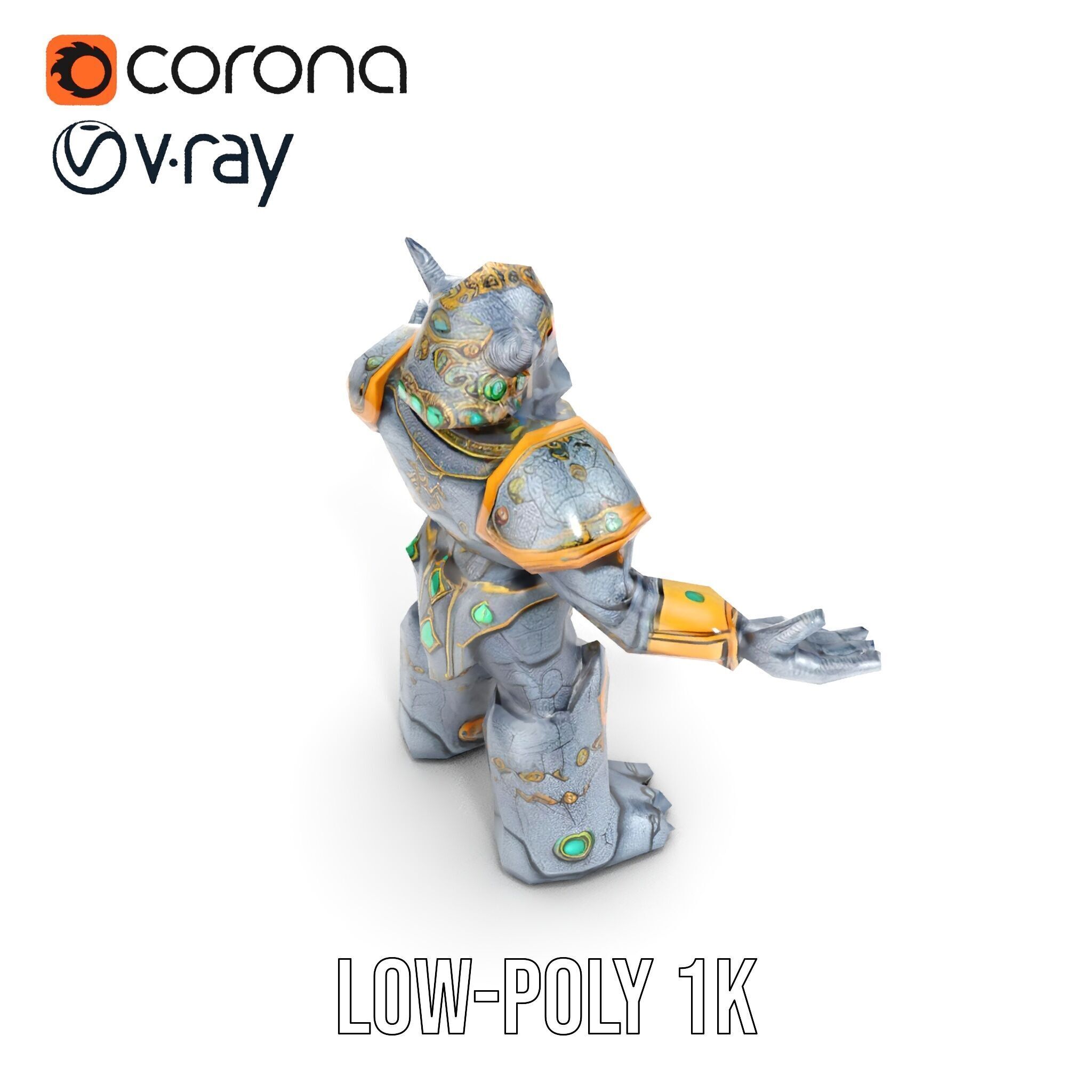 Orc Warrior Rigged and Animated D Character Model Low-poly 3D model_28