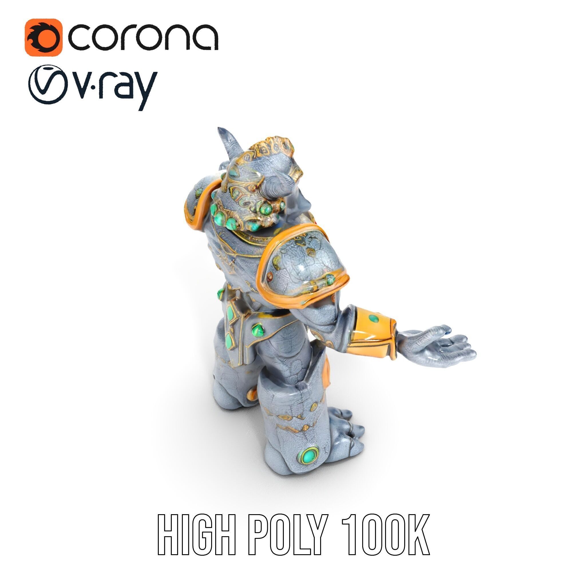 Orc Warrior Rigged and Animated D Character Model Low-poly 3D model_13