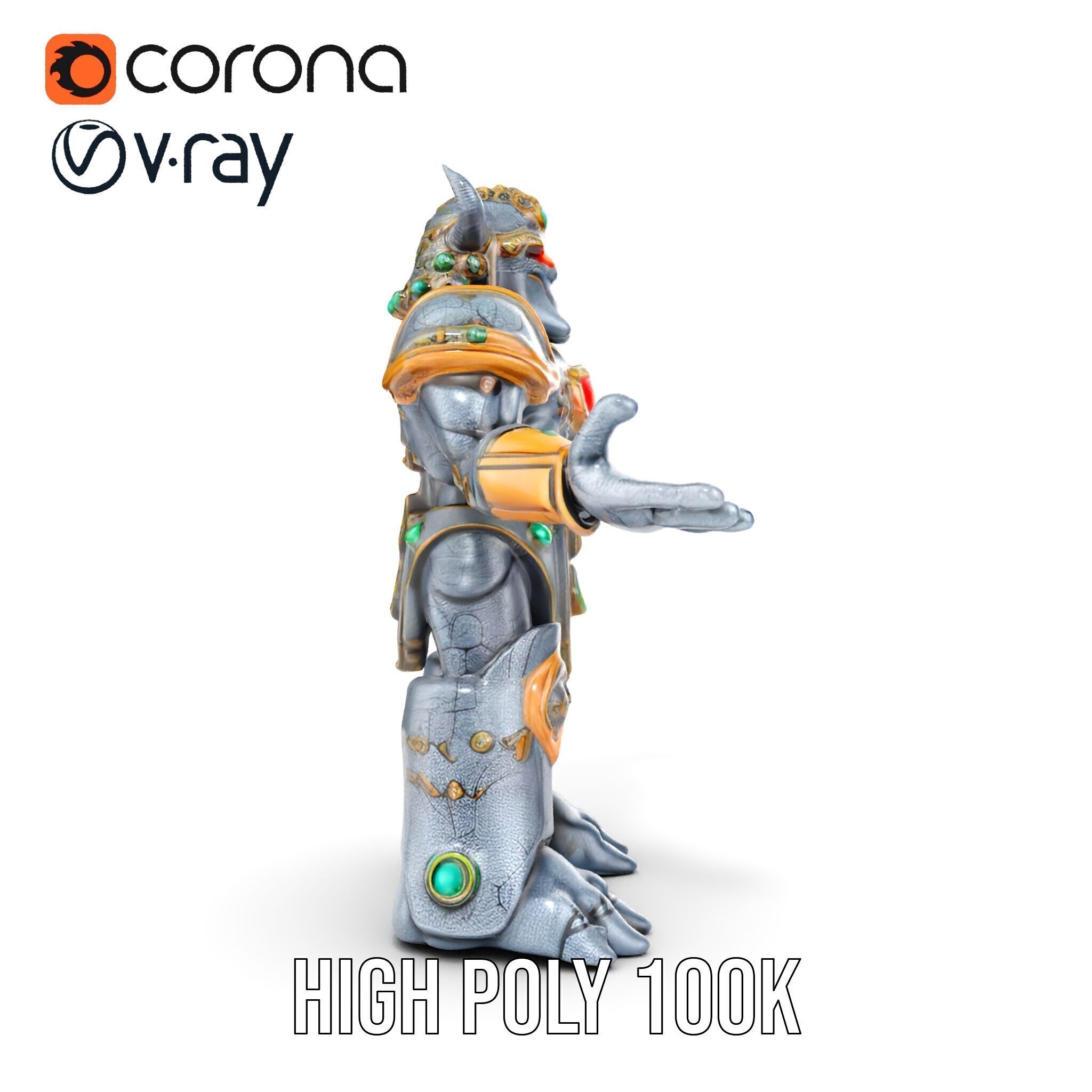 Orc Warrior Rigged and Animated D Character Model Low-poly 3D model_26