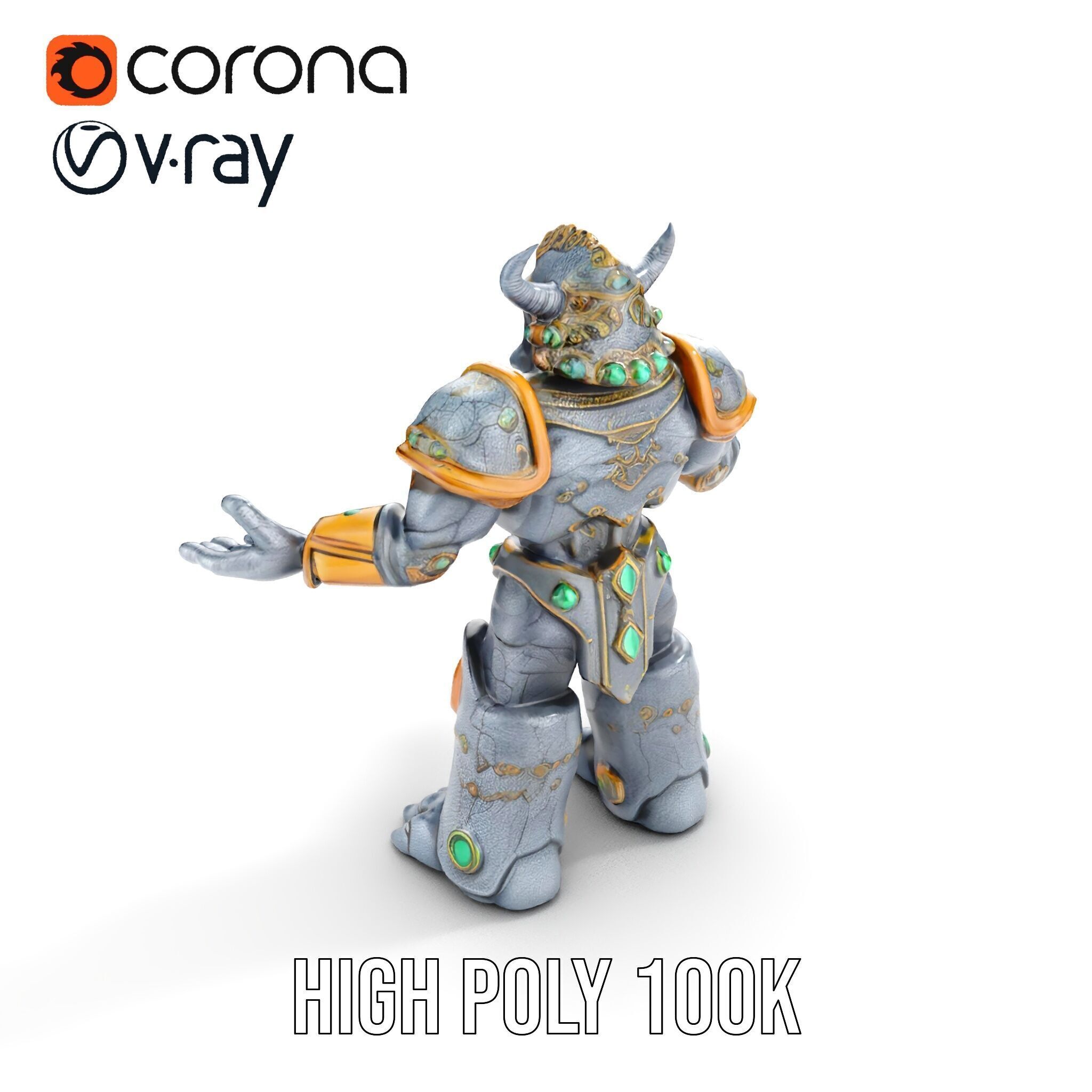 Orc Warrior Rigged and Animated D Character Model Low-poly 3D model_10