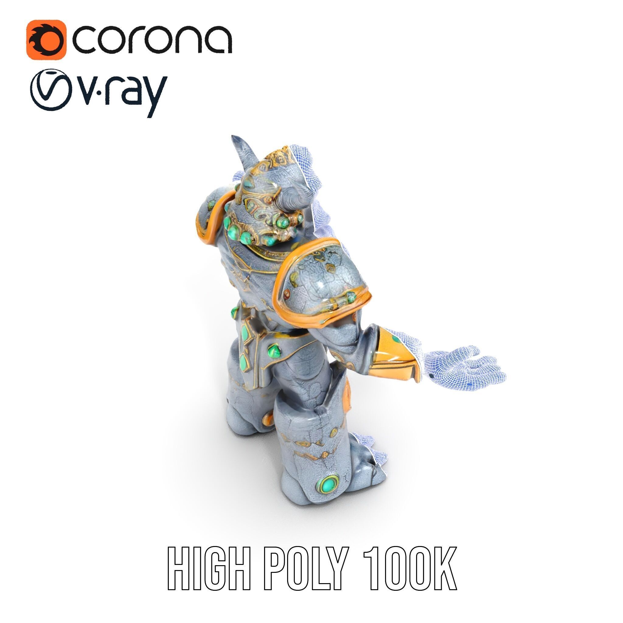 Orc Warrior Rigged and Animated D Character Model Low-poly 3D model_29