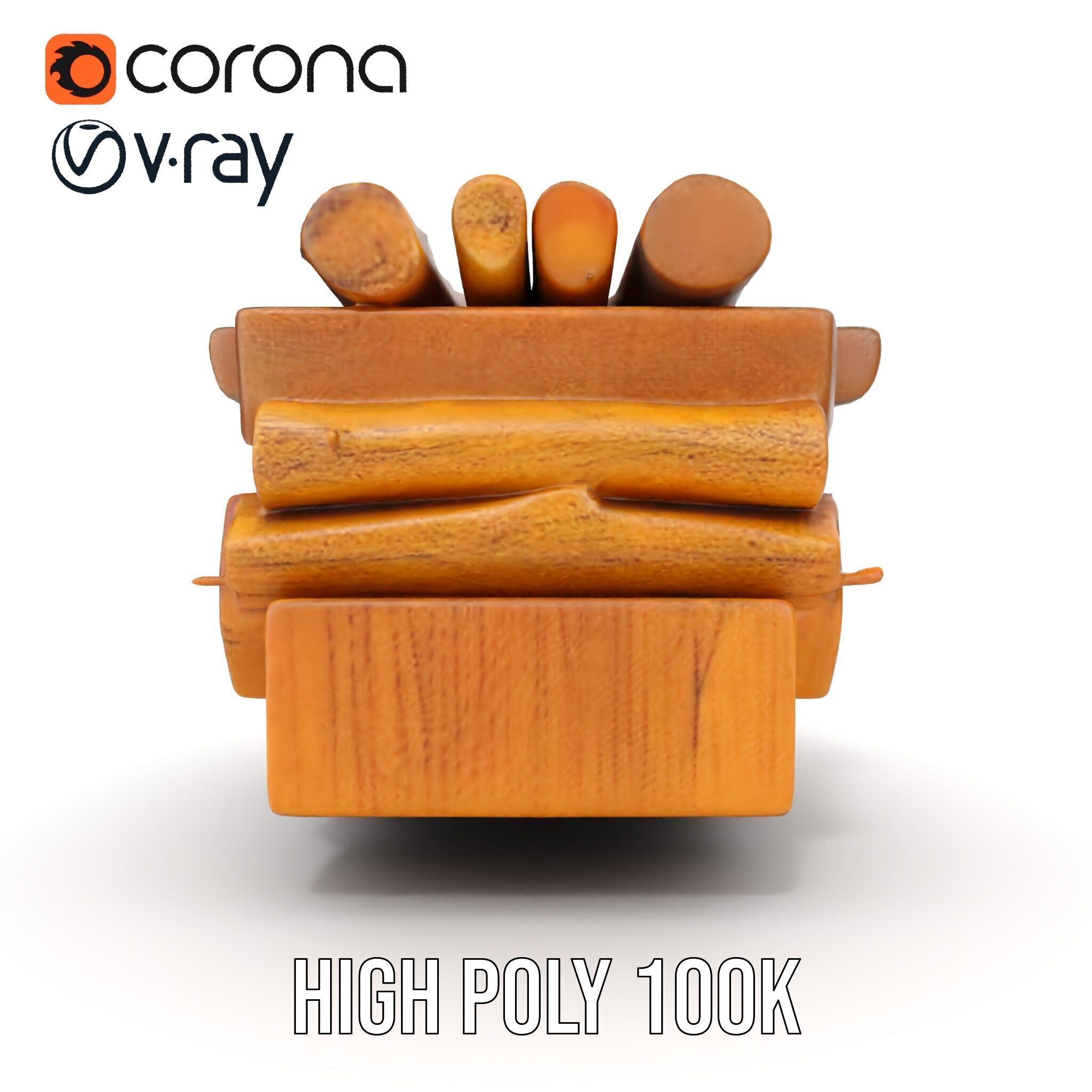 Firewood Log Stack Model Pack for Realistic Rendering Low-poly 3D model_21