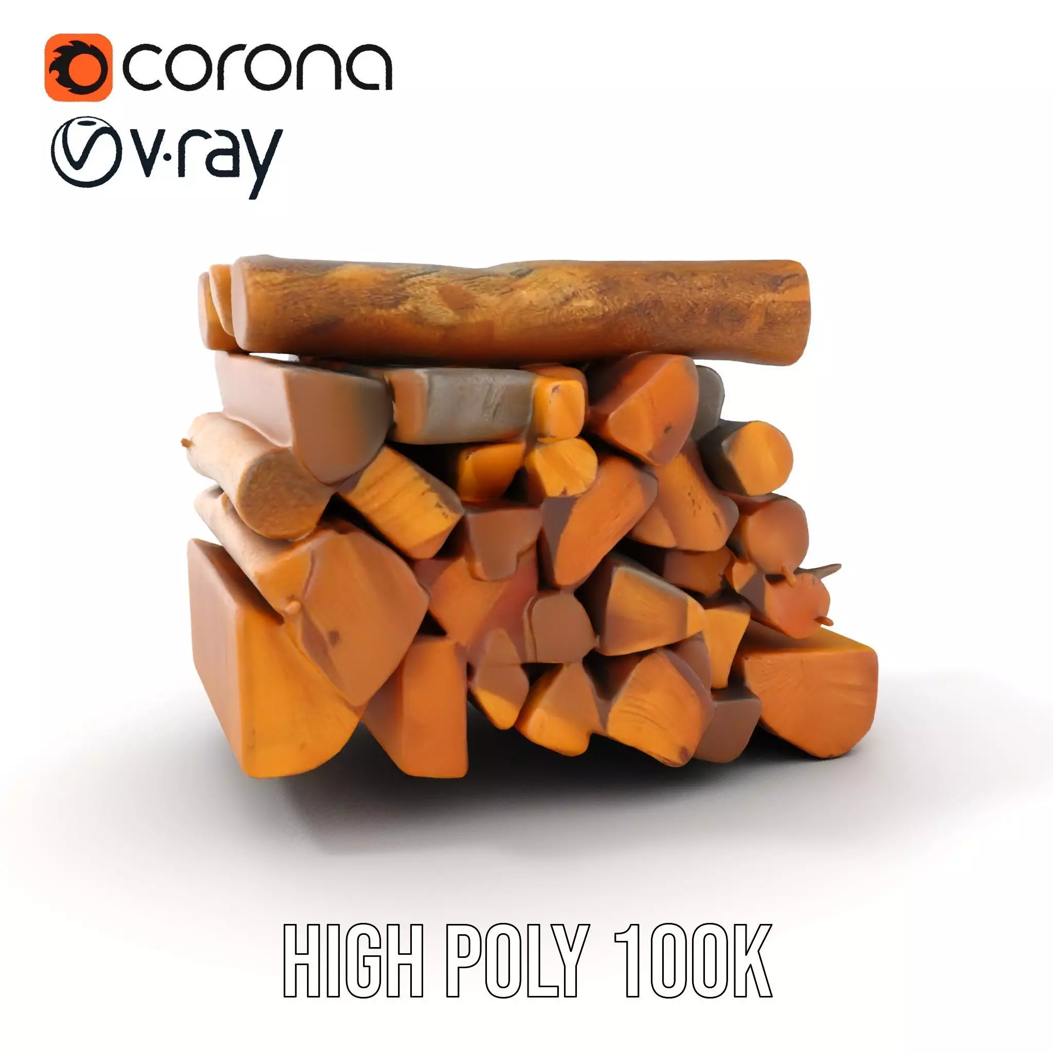 Firewood Log Stack Model Pack for Realistic Rendering Low-poly 3D model_0
