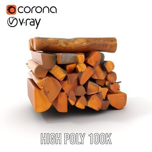 Firewood Log Stack Model Pack for Realistic Rendering Low-poly 3D model