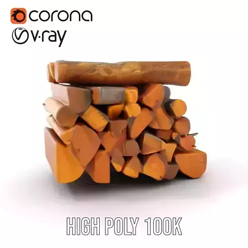 Firewood Log Stack Model Pack for Realistic Rendering Low-poly 3D model