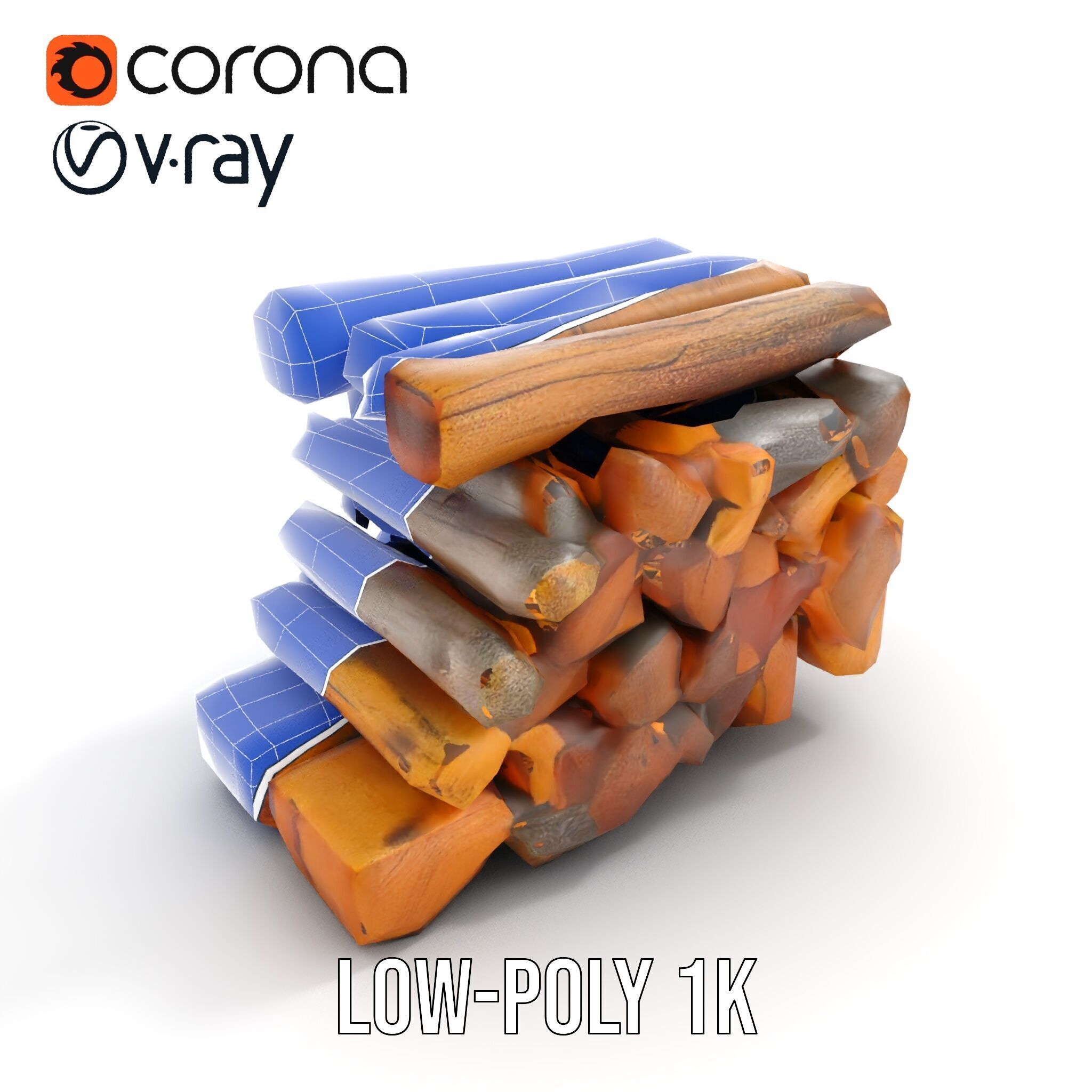 Firewood Log Stack Model Pack for Realistic Rendering Low-poly 3D model_20