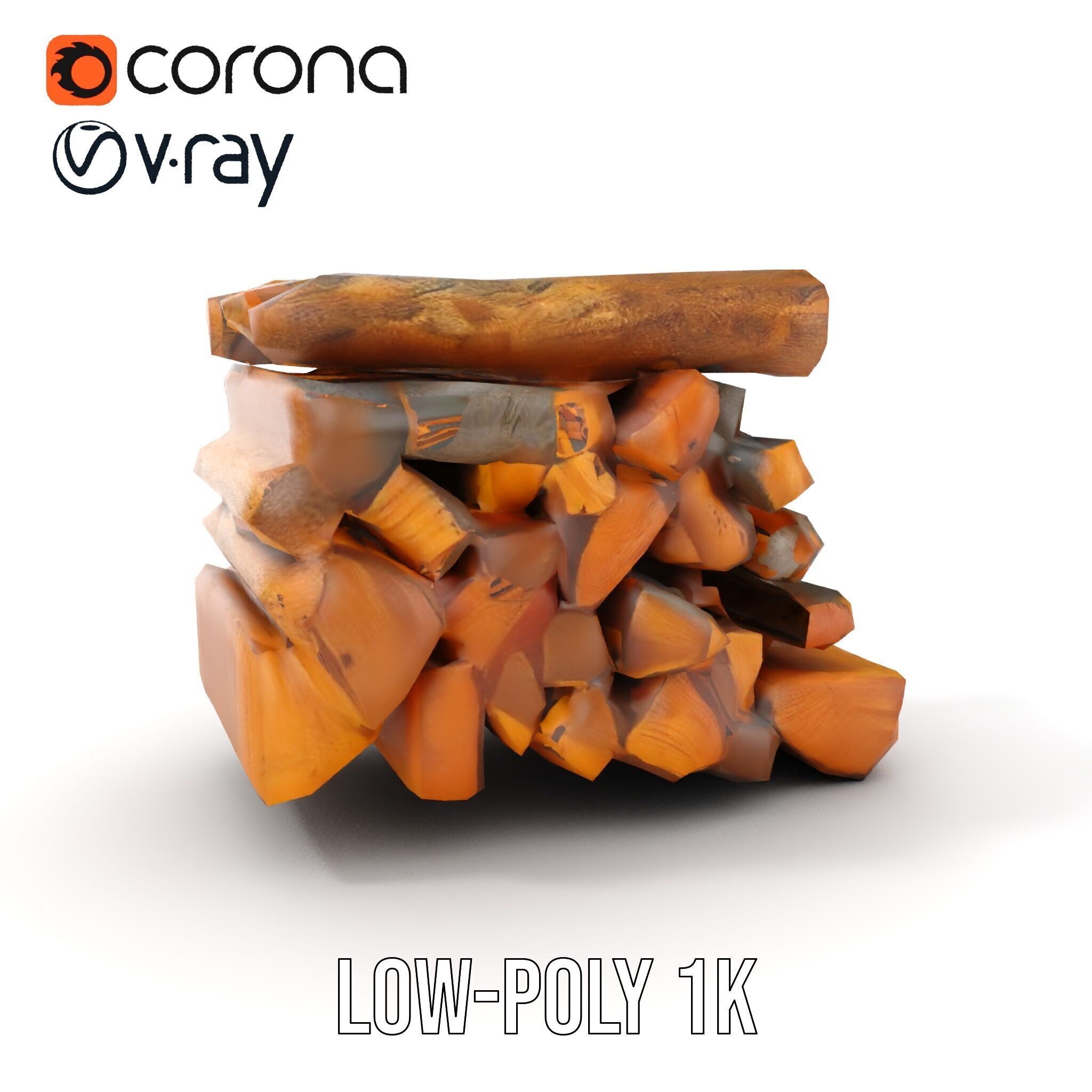 Firewood Log Stack Model Pack for Realistic Rendering Low-poly 3D model_7