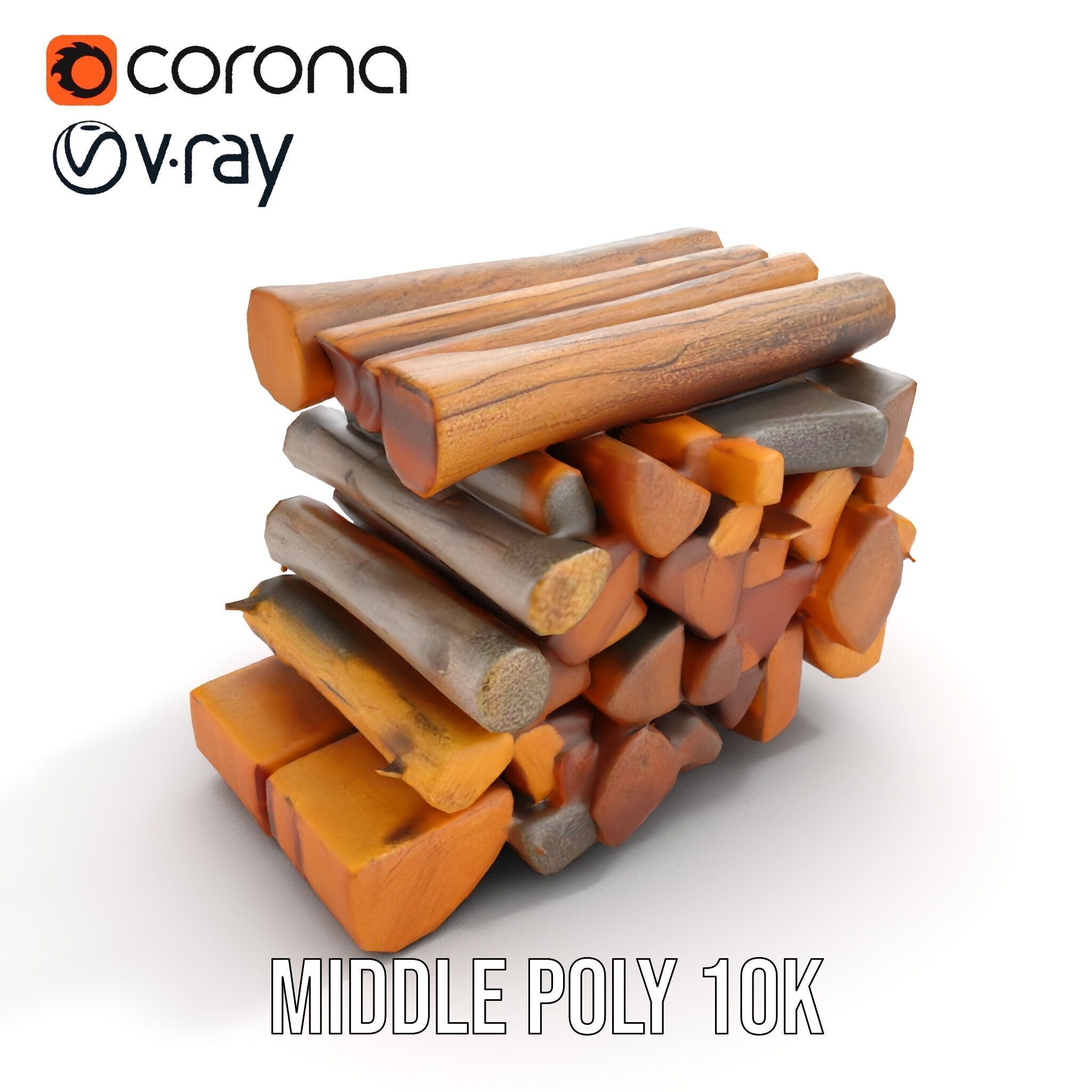 Firewood Log Stack Model Pack for Realistic Rendering Low-poly 3D model_9