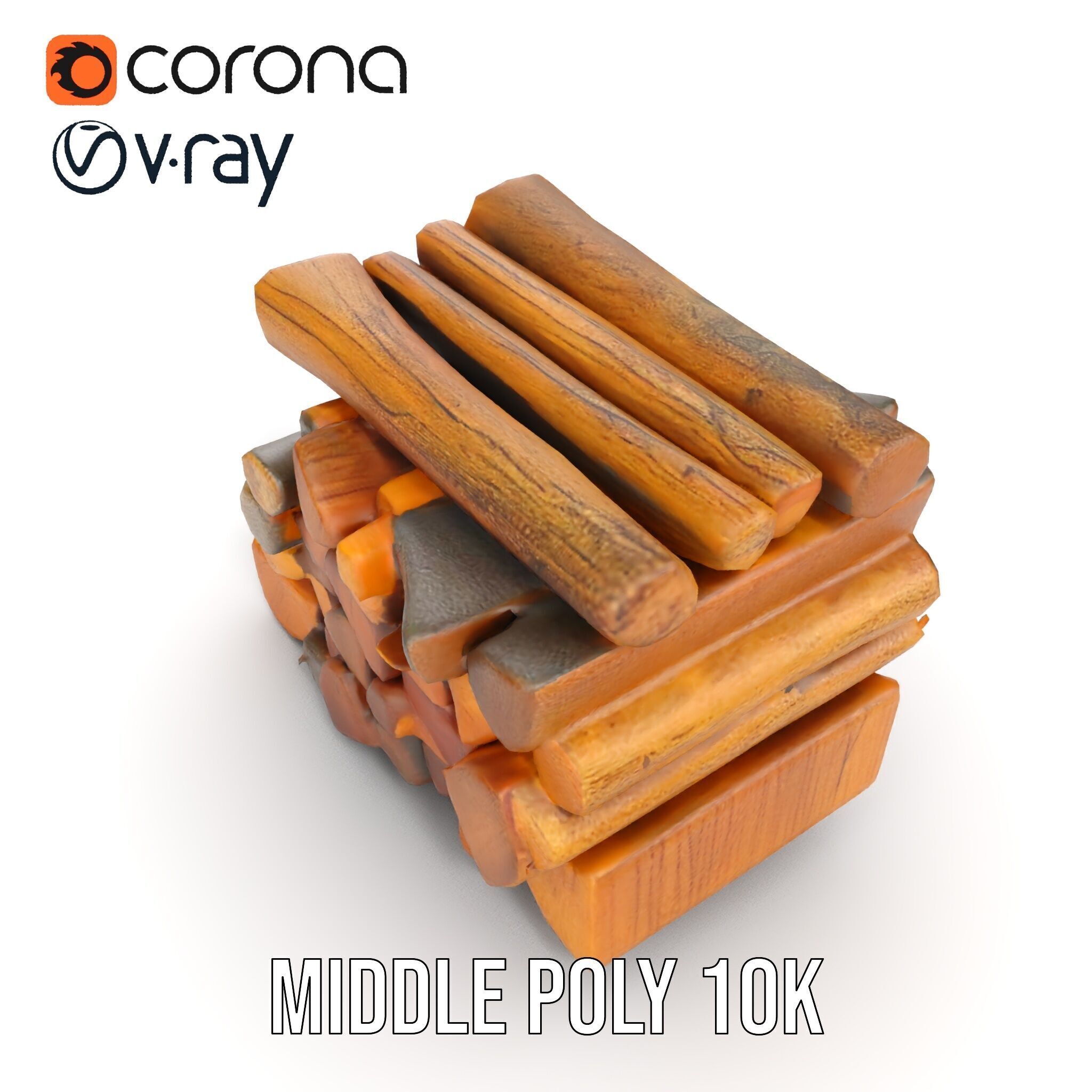 Firewood Log Stack Model Pack for Realistic Rendering Low-poly 3D model_11
