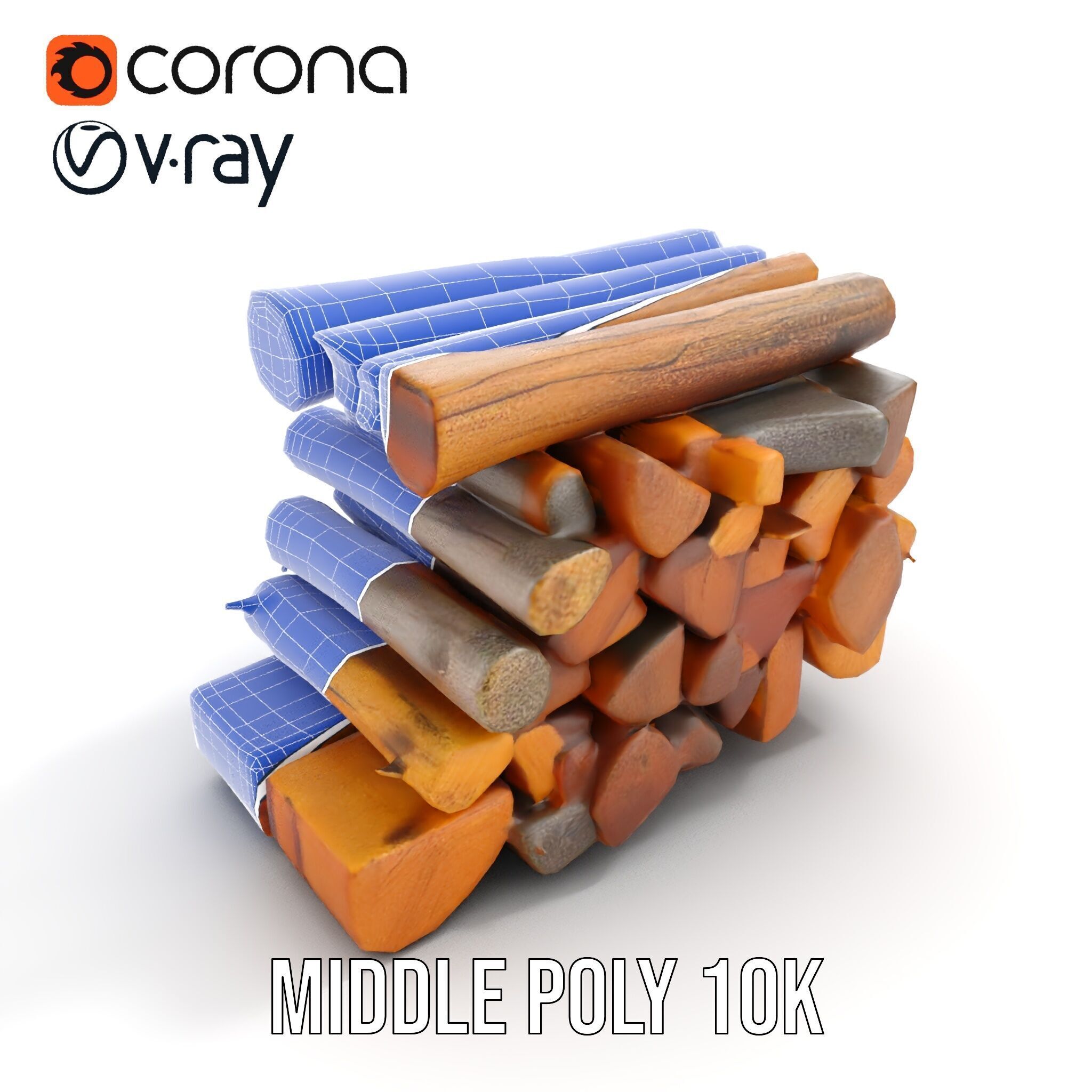 Firewood Log Stack Model Pack for Realistic Rendering Low-poly 3D model_16