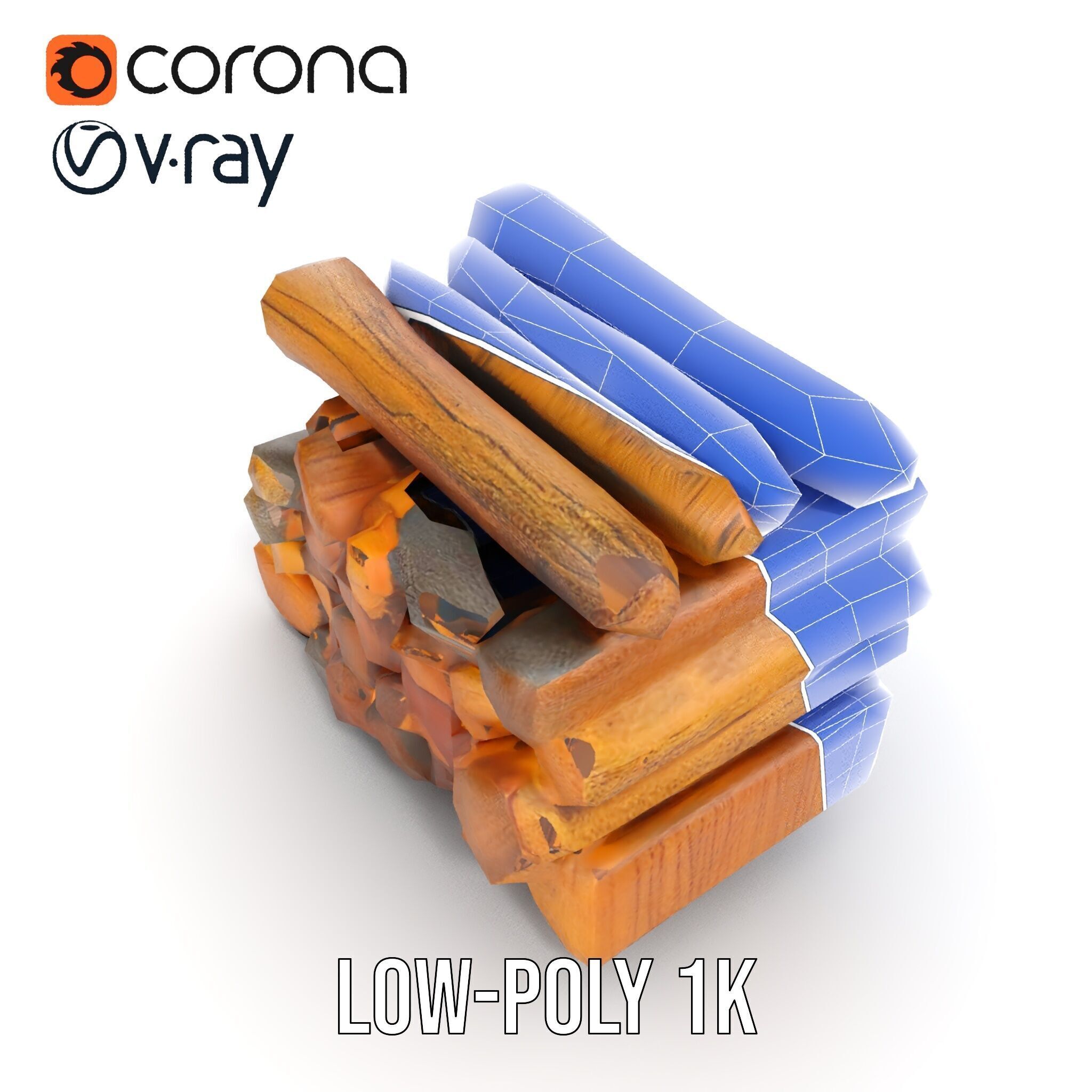 Firewood Log Stack Model Pack for Realistic Rendering Low-poly 3D model_26