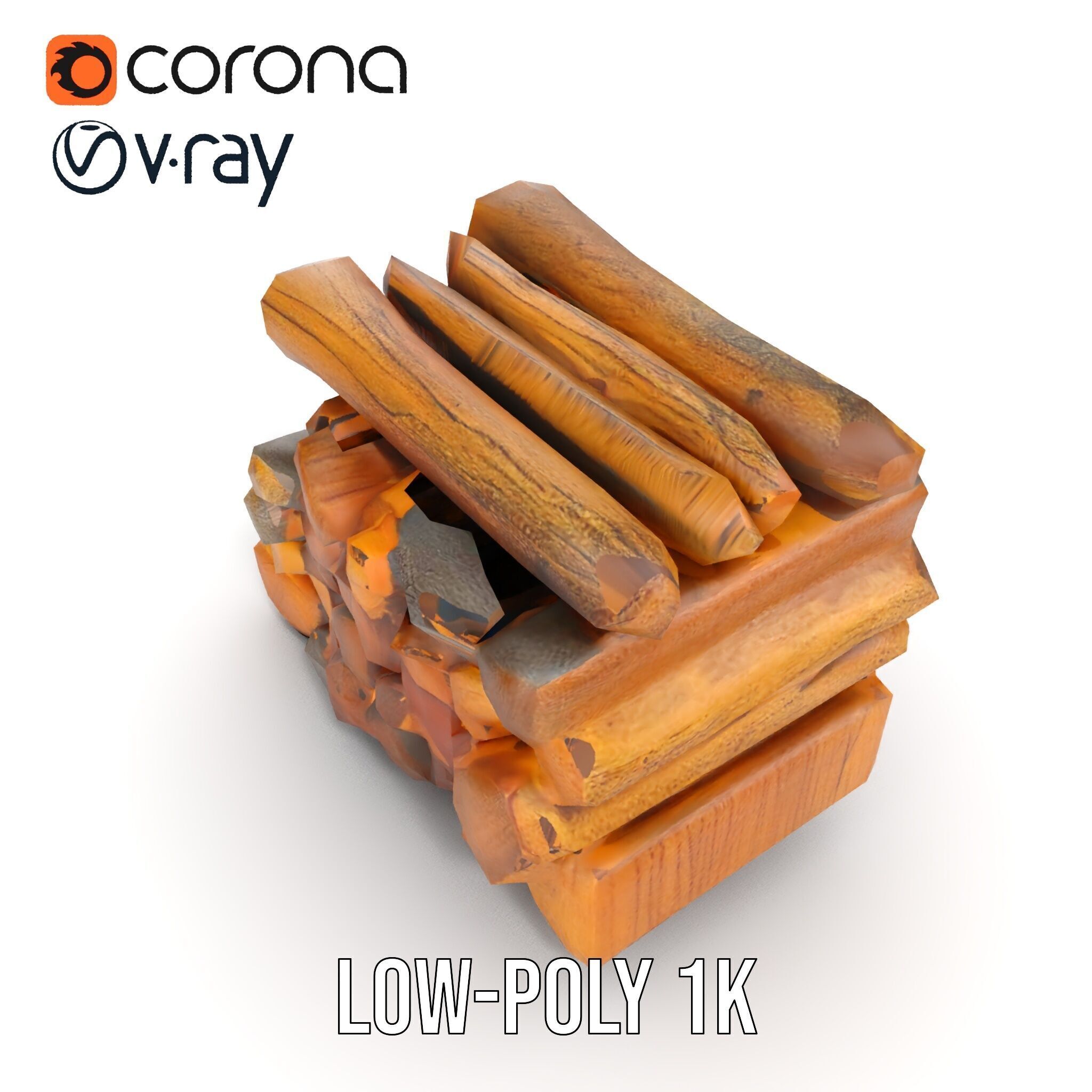 Firewood Log Stack Model Pack for Realistic Rendering Low-poly 3D model_10