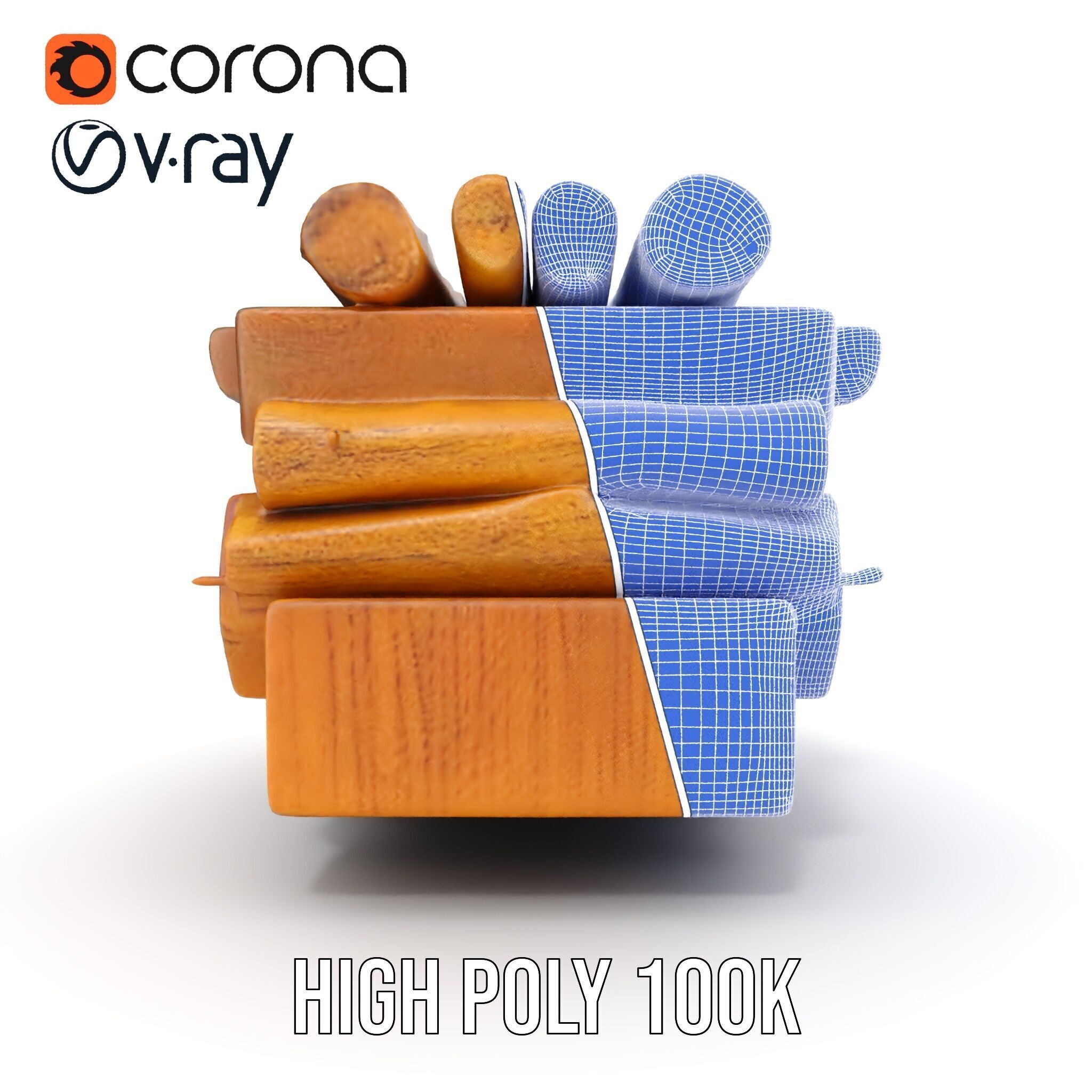 Firewood Log Stack Model Pack for Realistic Rendering Low-poly 3D model_32