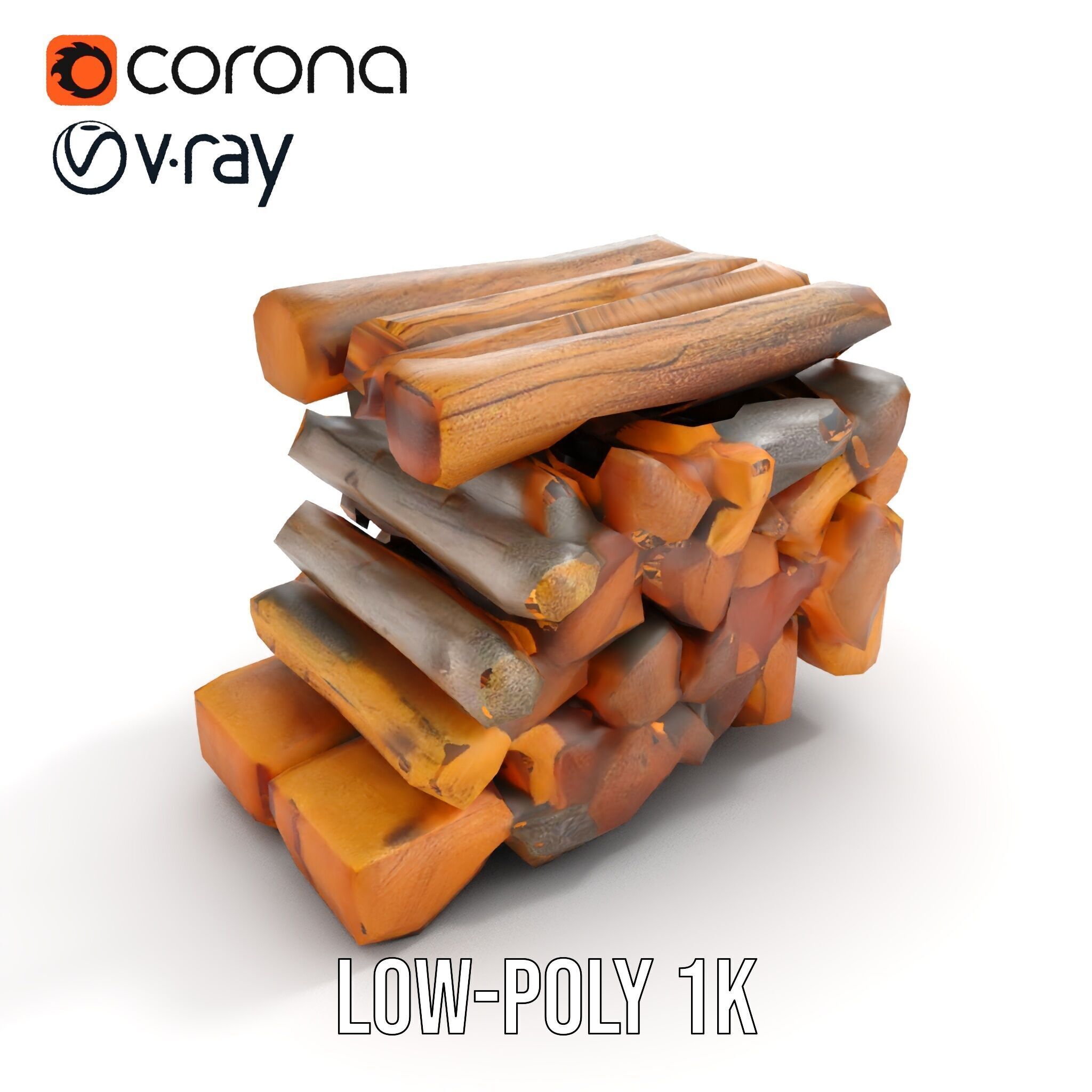Firewood Log Stack Model Pack for Realistic Rendering Low-poly 3D model_14