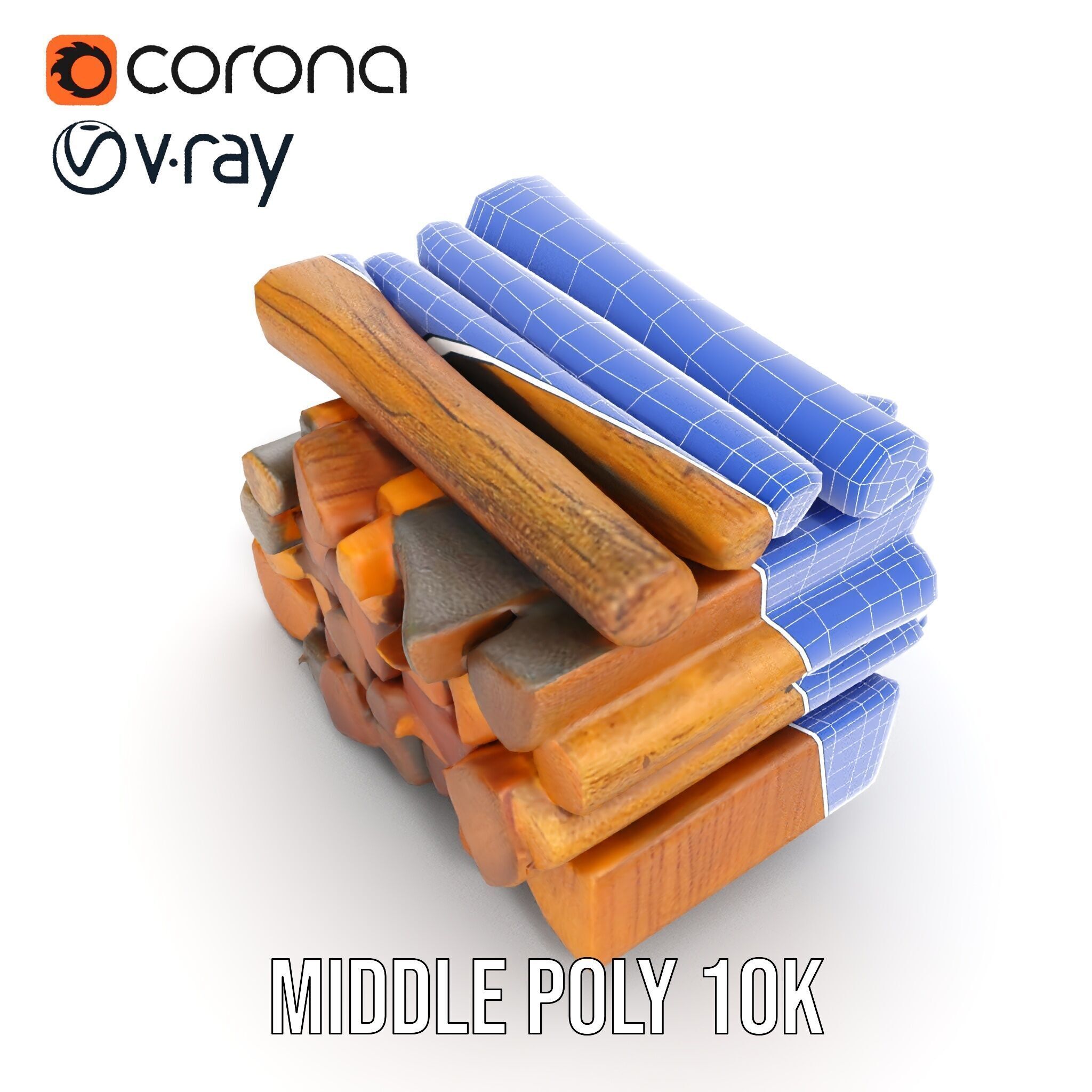 Firewood Log Stack Model Pack for Realistic Rendering Low-poly 3D model_13