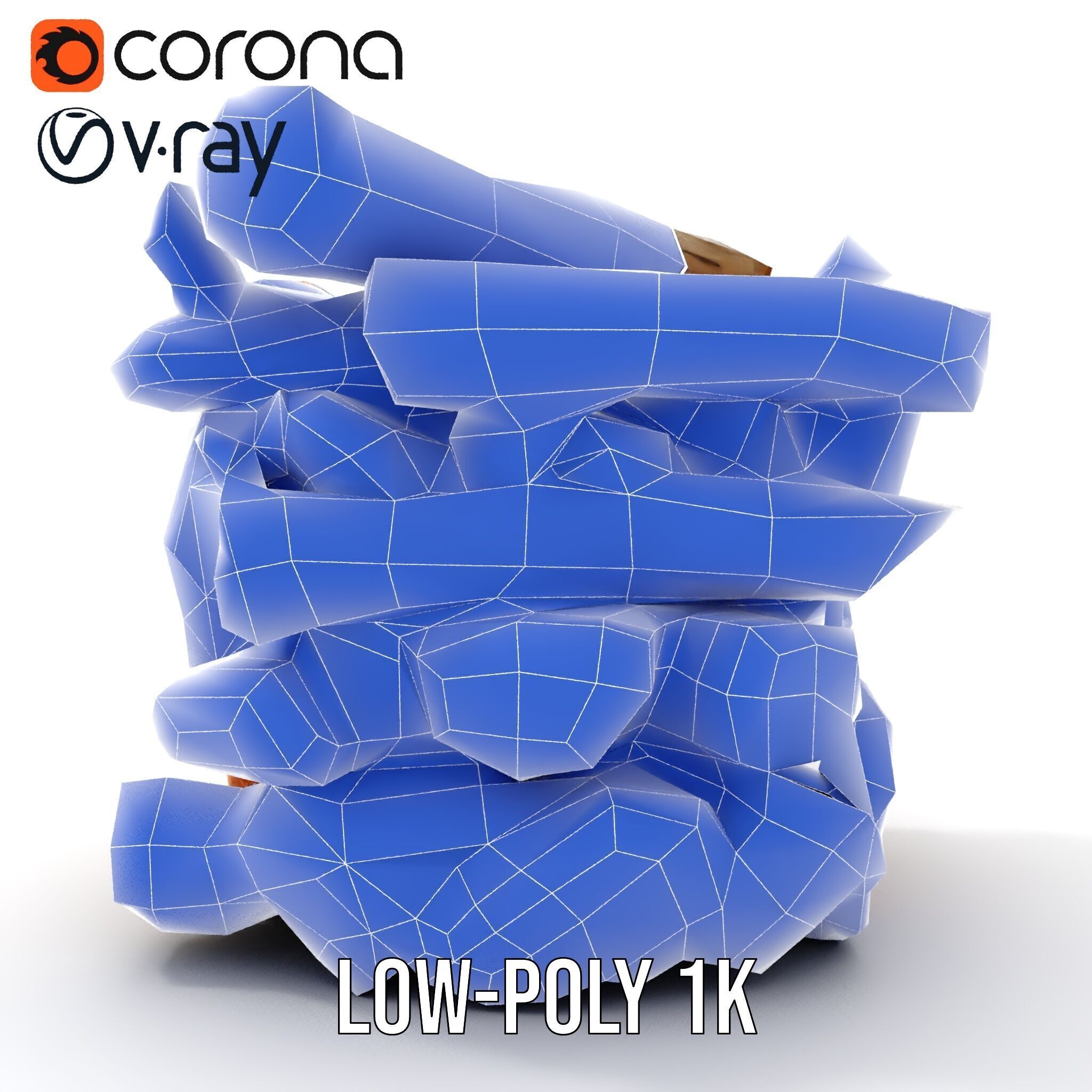 Firewood Stack D Model Pack for Rendering and Game Design Low-poly 3D model_31