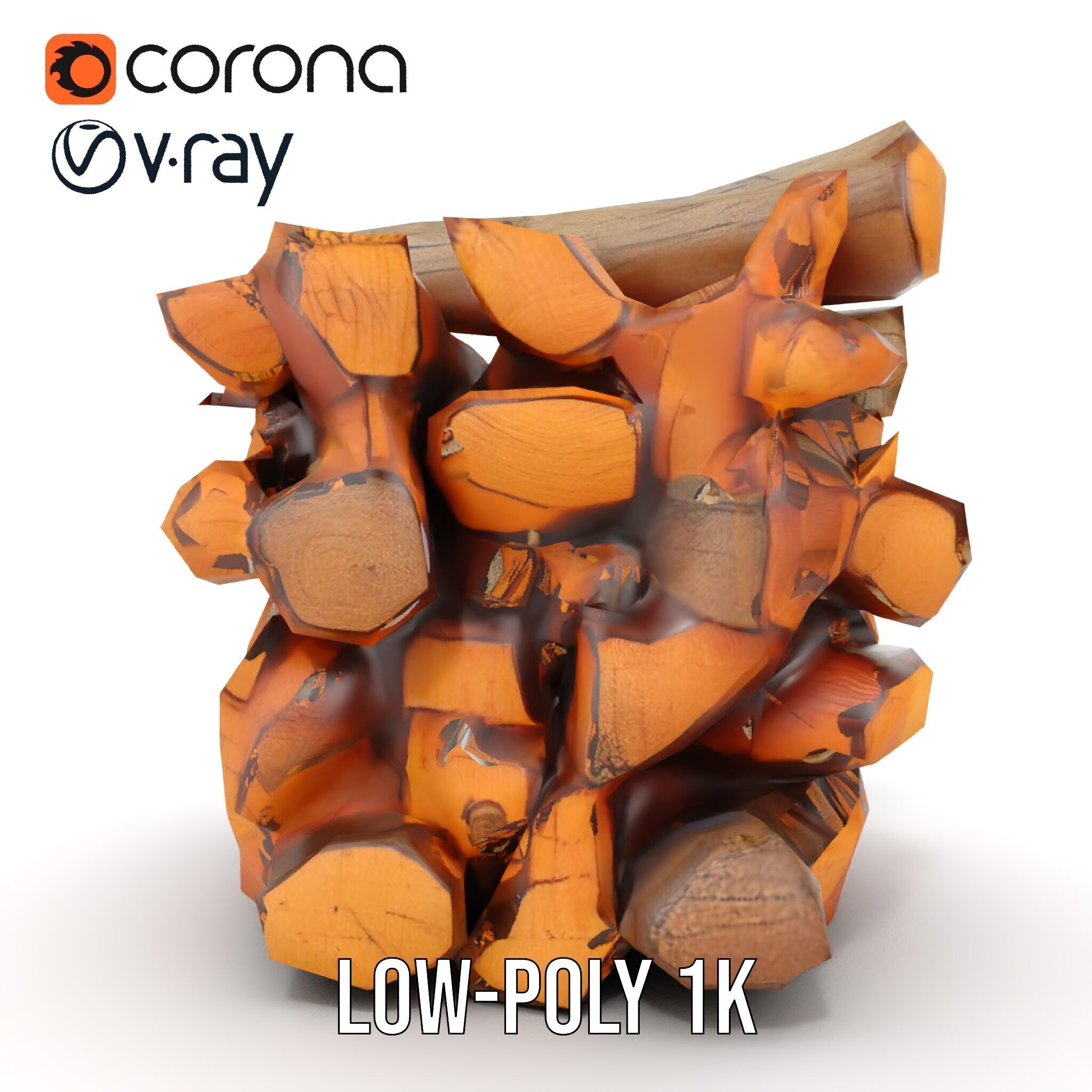 Firewood Stack D Model Pack for Rendering and Game Design Low-poly 3D model_14