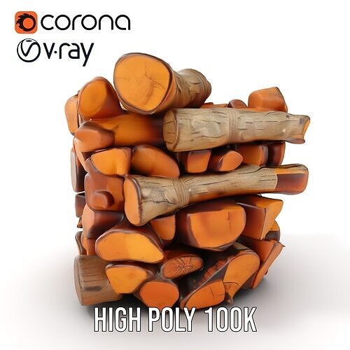 Firewood Stack D Model Pack for Rendering and Game Design Low-poly 3D model