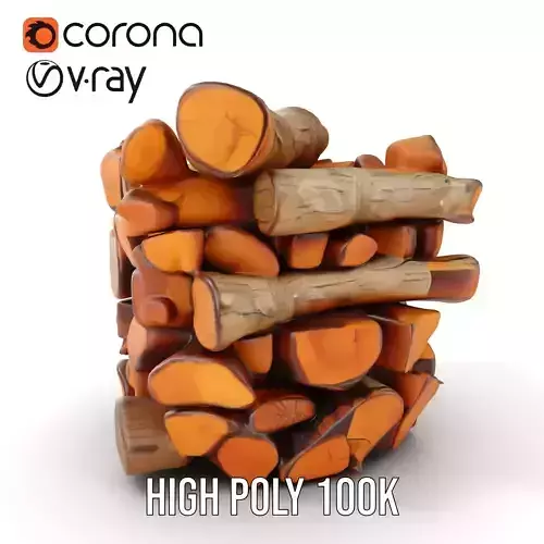 Firewood Stack D Model Pack for Rendering and Game Design Low-poly 3D model