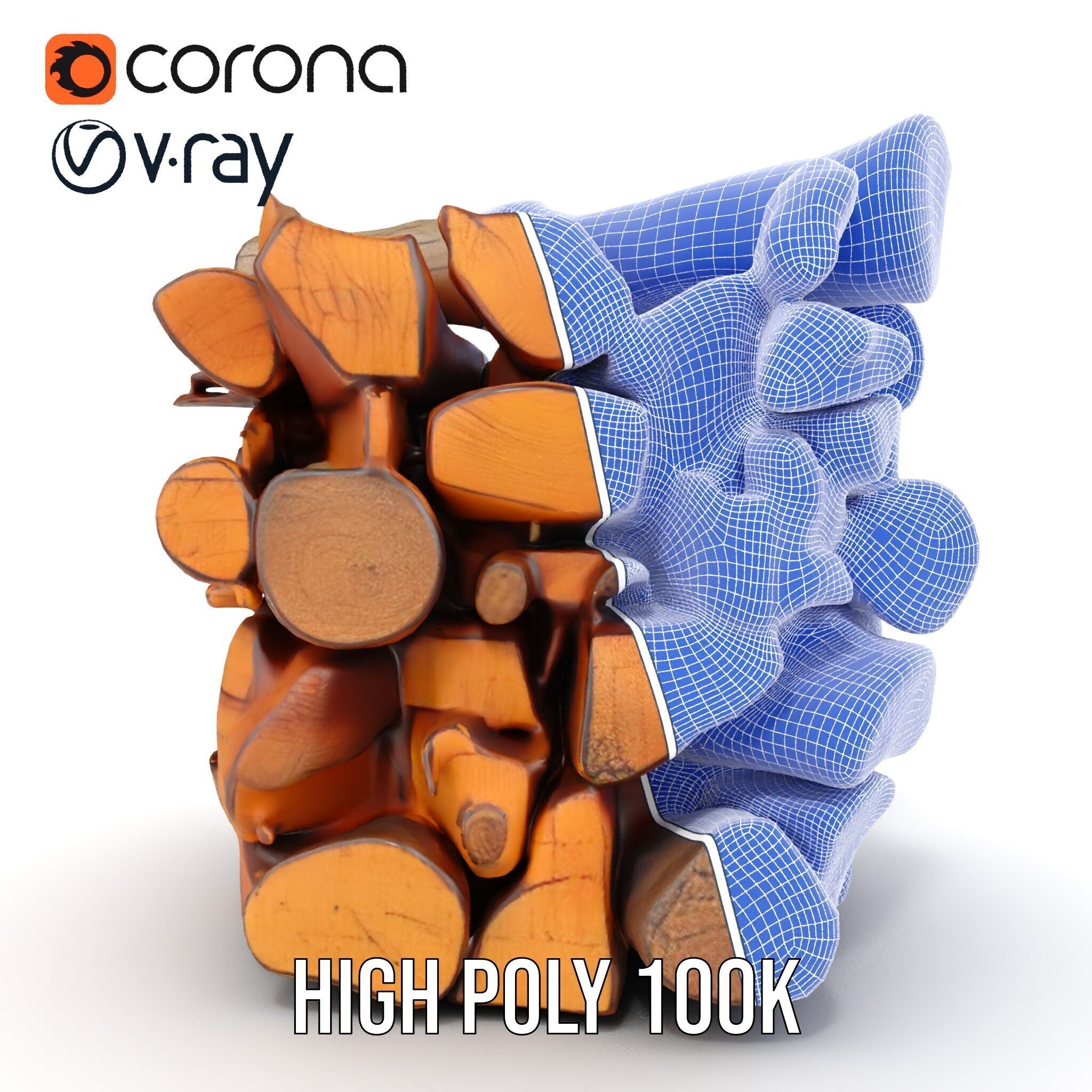 Firewood Stack D Model Pack for Rendering and Game Design Low-poly 3D model_29