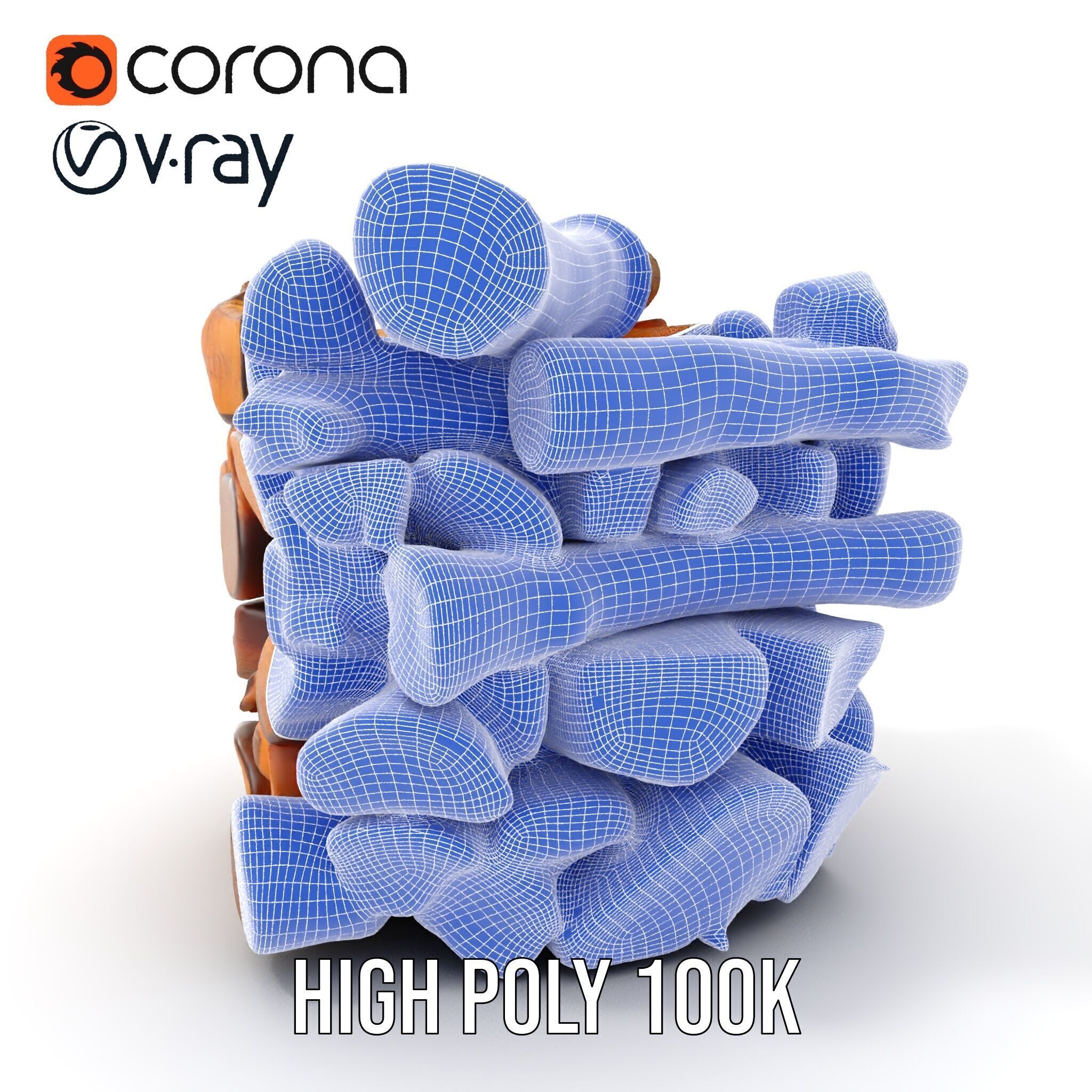 Firewood Stack D Model Pack for Rendering and Game Design Low-poly 3D model_4