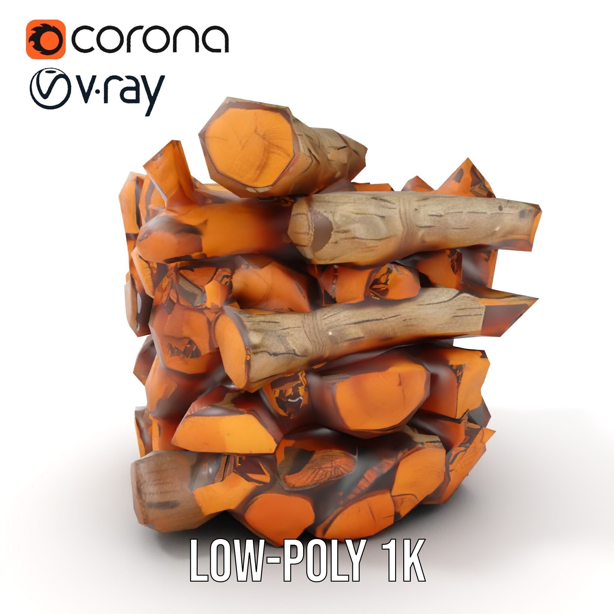 Firewood Stack D Model Pack for Rendering and Game Design Low-poly 3D model_7