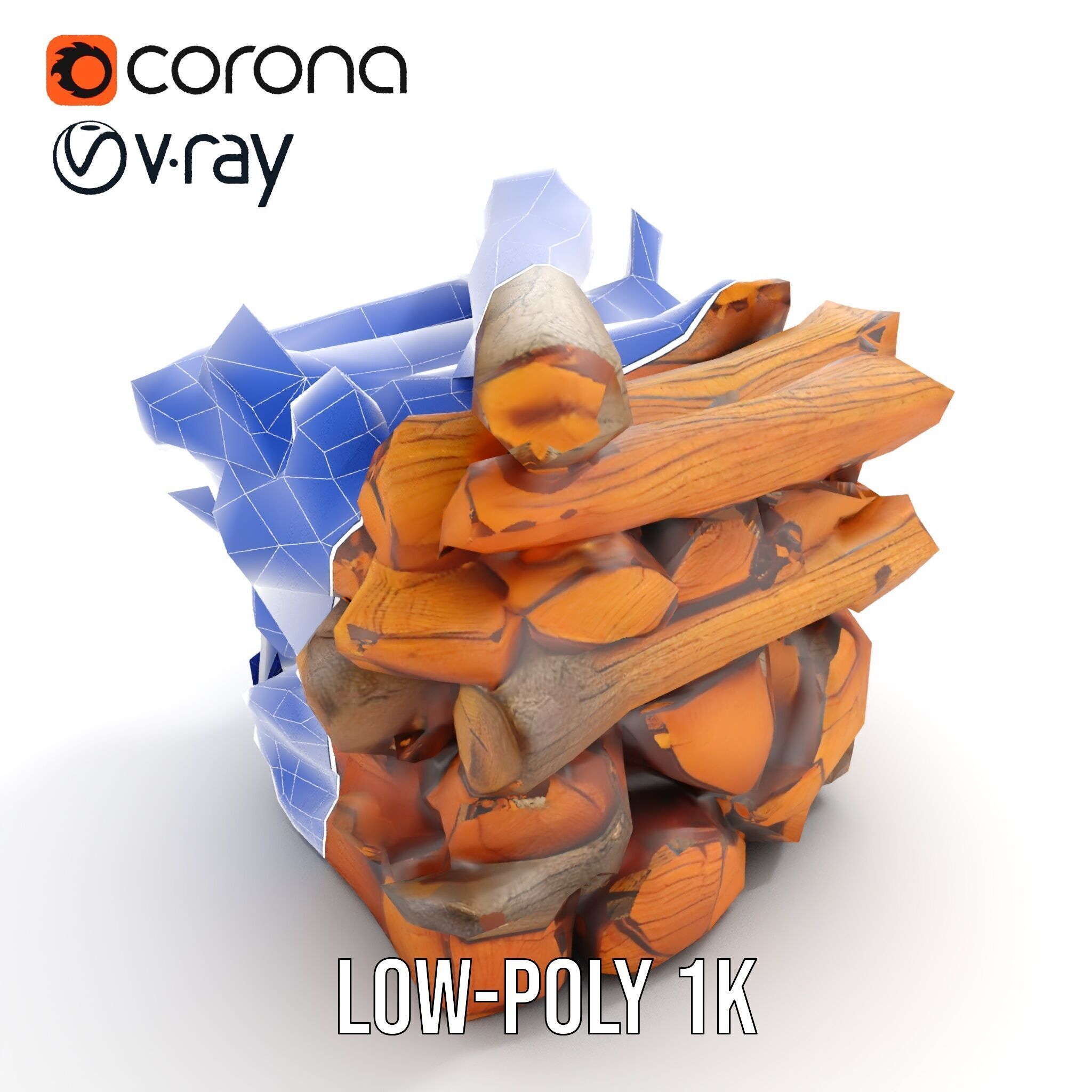 Firewood Stack D Model Pack for Rendering and Game Design Low-poly 3D model_17