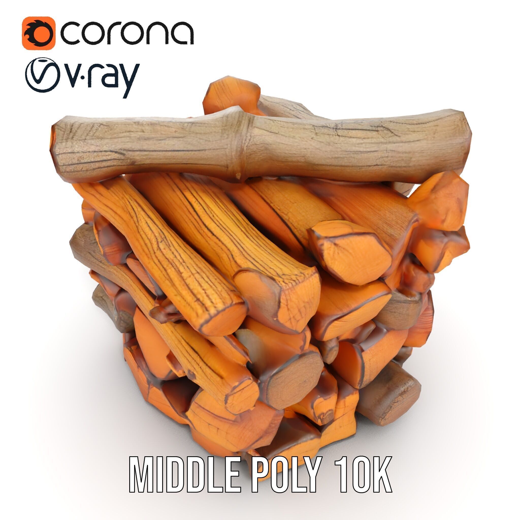 Firewood Stack D Model Pack for Rendering and Game Design Low-poly 3D model_6