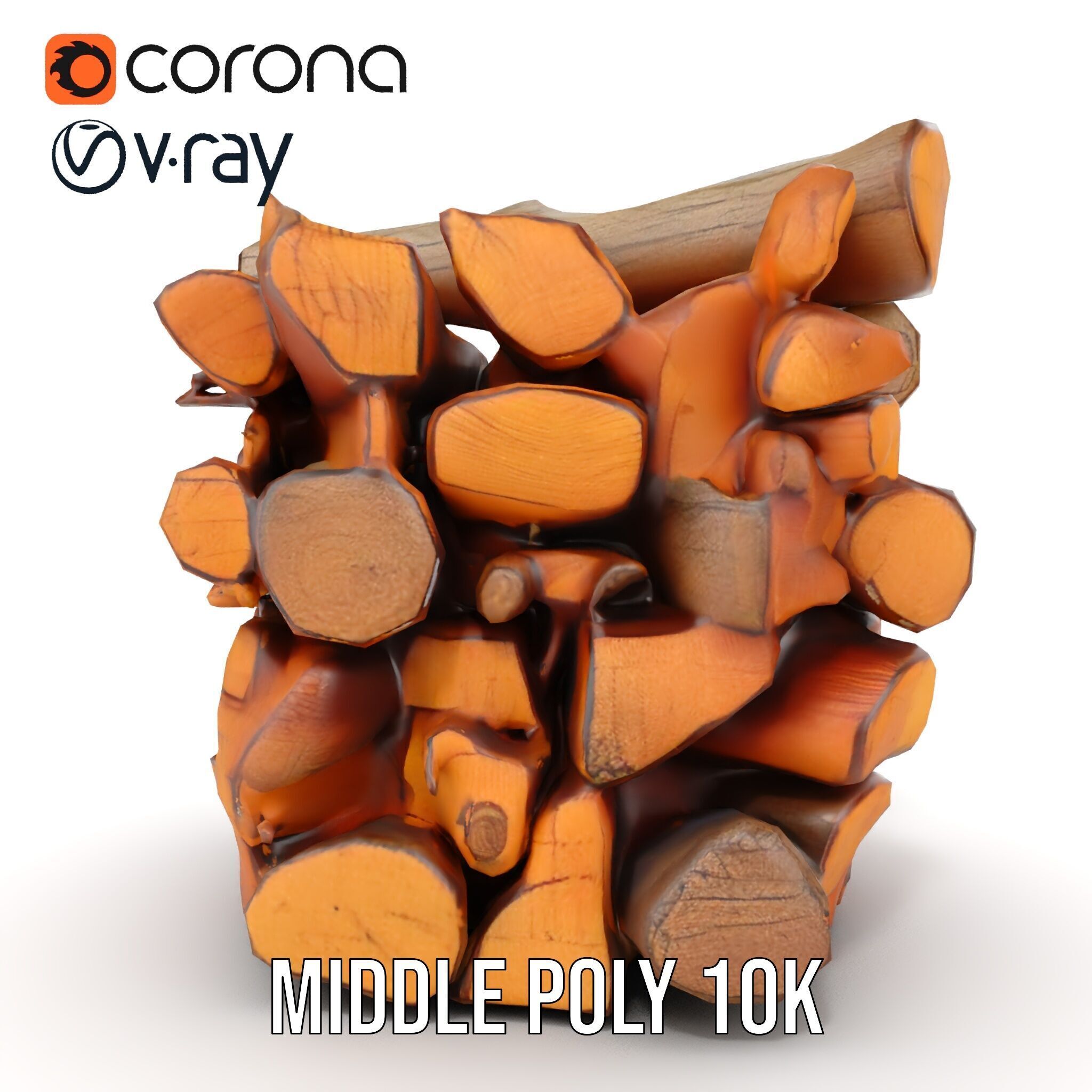 Firewood Stack D Model Pack for Rendering and Game Design Low-poly 3D model_13