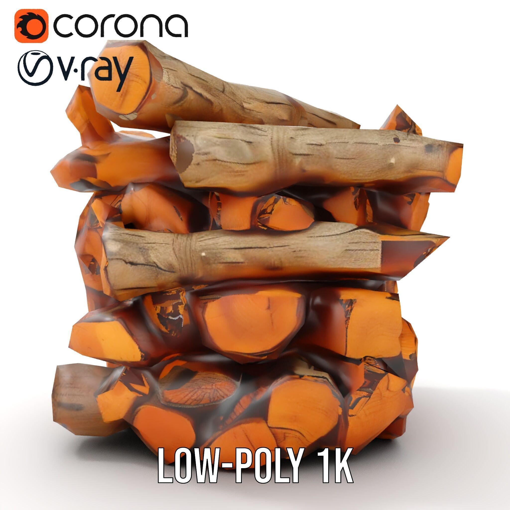 Firewood Stack D Model Pack for Rendering and Game Design Low-poly 3D model_23