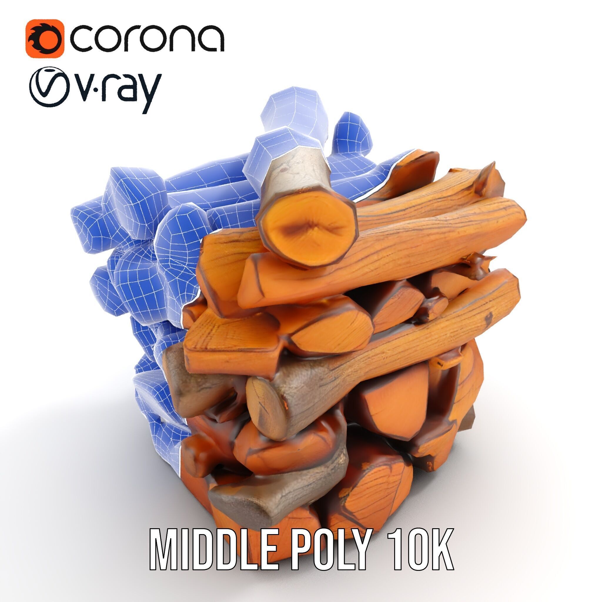 Firewood Stack D Model Pack for Rendering and Game Design Low-poly 3D model_22