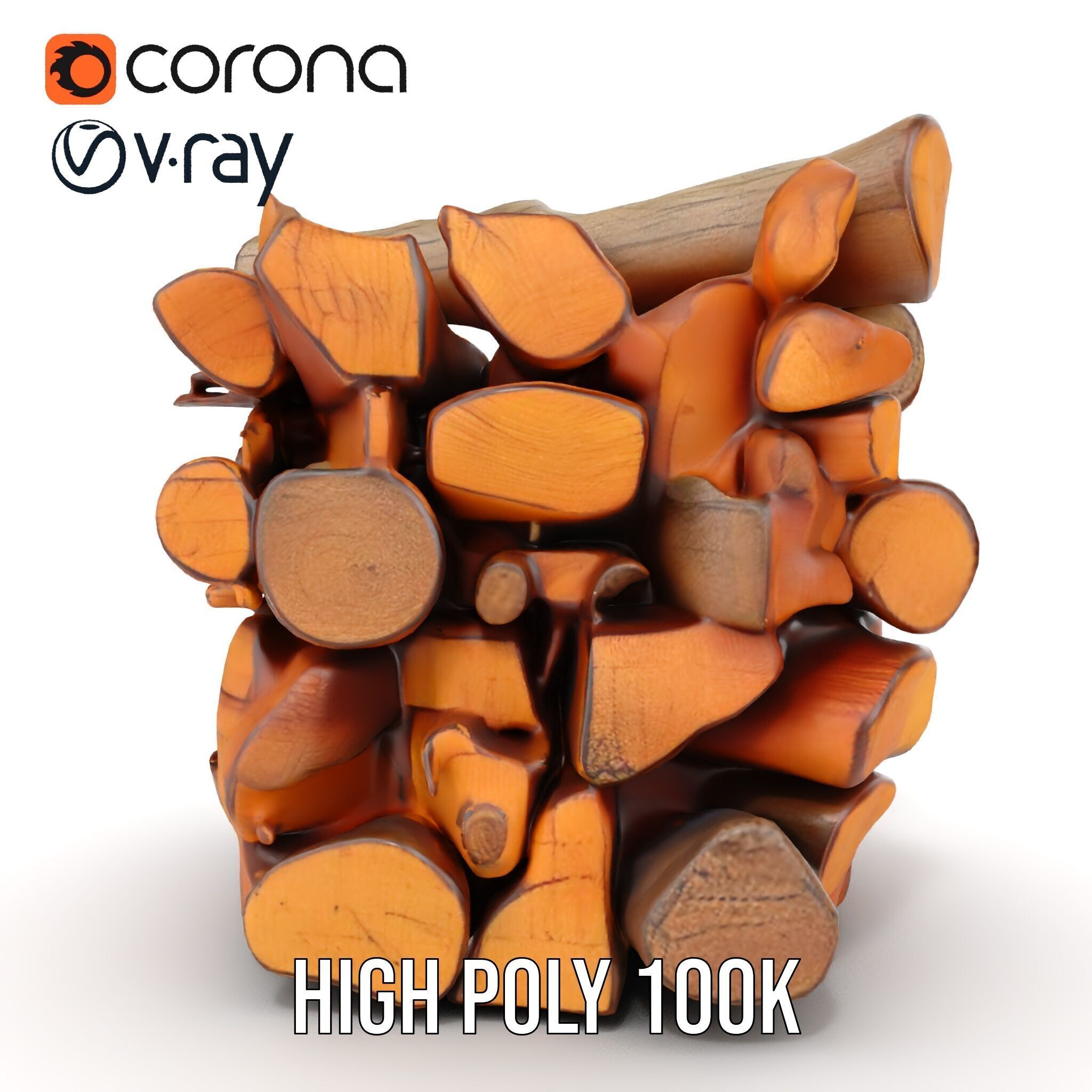 Firewood Stack D Model Pack for Rendering and Game Design Low-poly 3D model_21