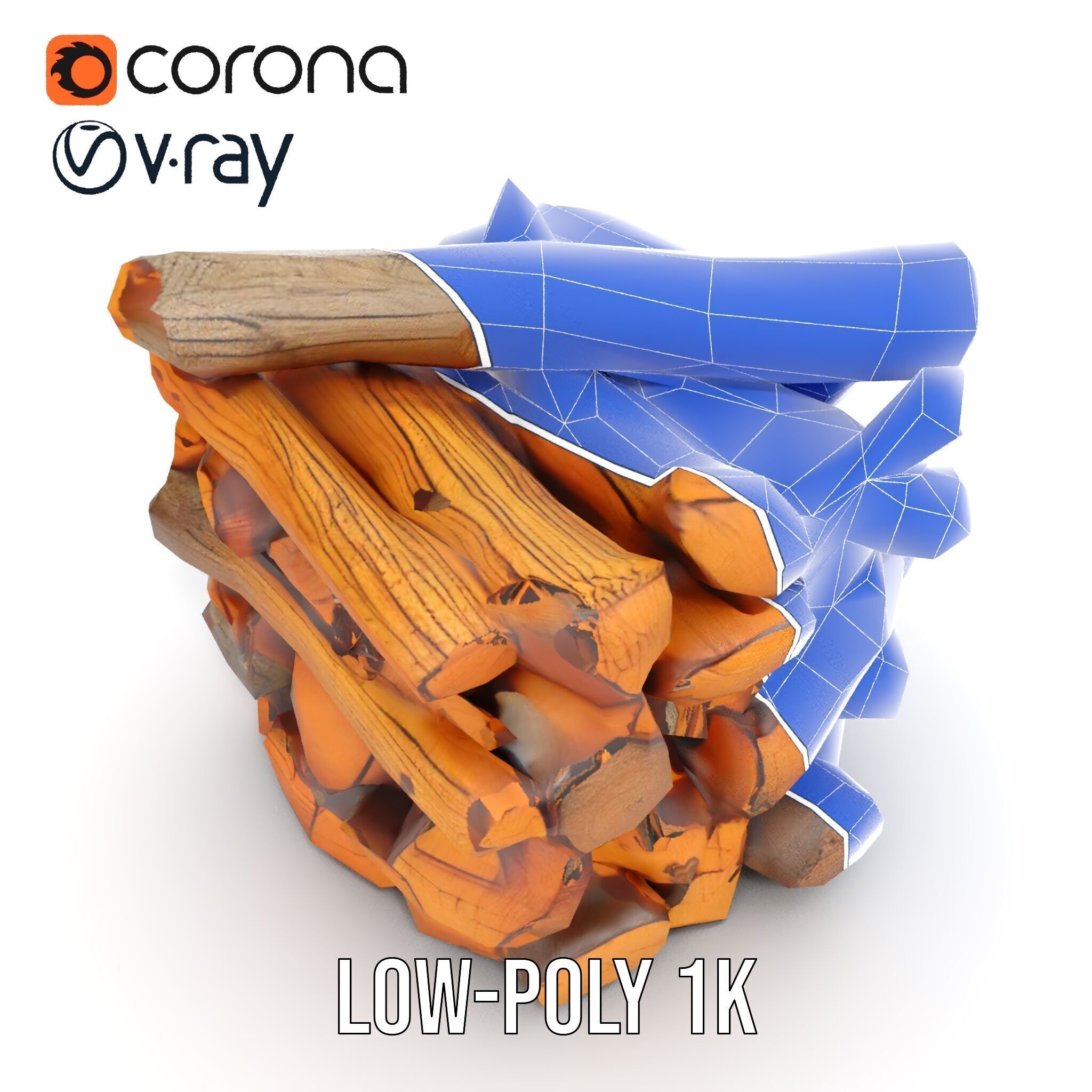 Firewood Stack D Model Pack for Rendering and Game Design Low-poly 3D model_25