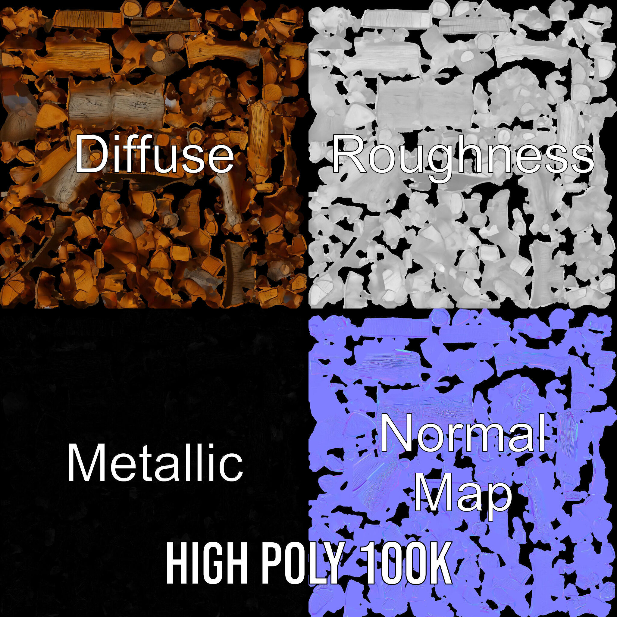 Firewood Stack D Model Pack for Rendering and Game Design Low-poly 3D model_3