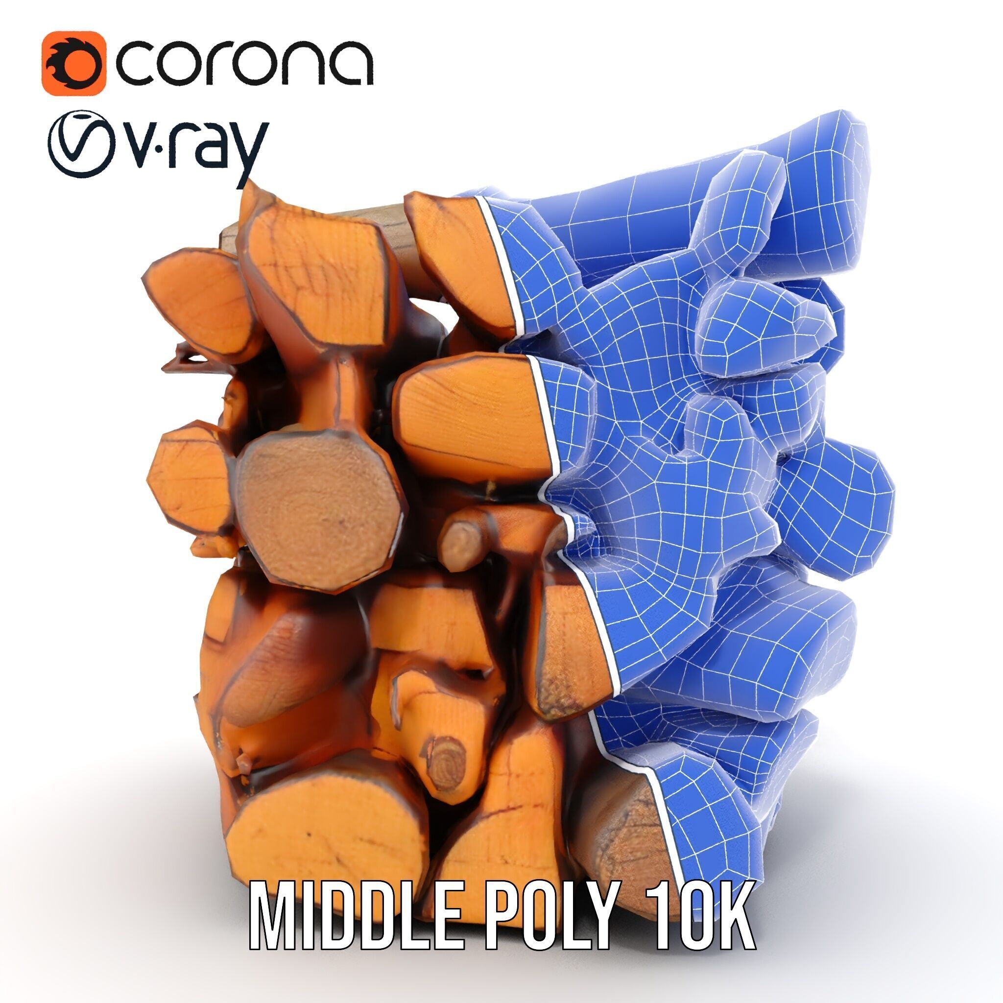 Firewood Stack D Model Pack for Rendering and Game Design Low-poly 3D model_19