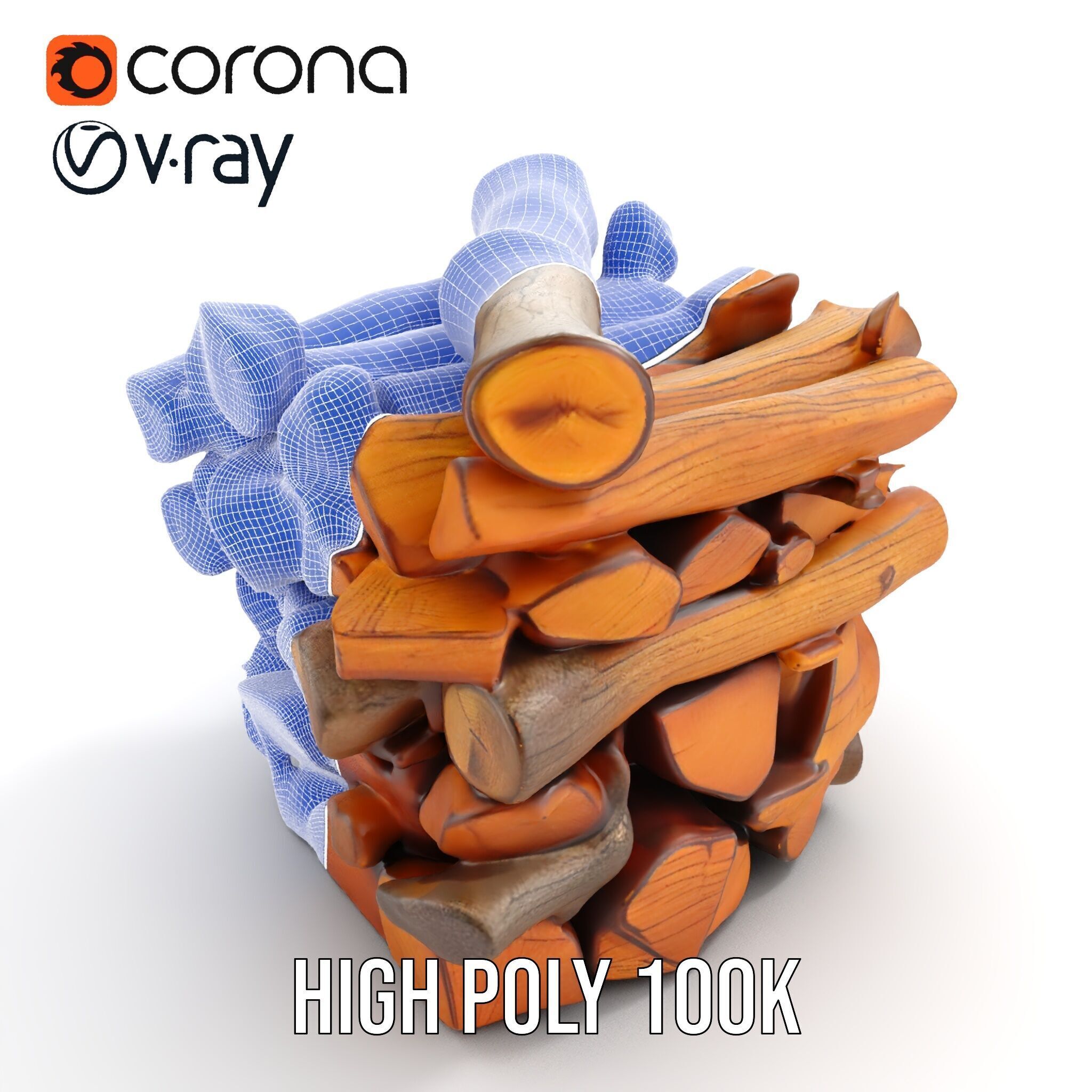 Firewood Stack D Model Pack for Rendering and Game Design Low-poly 3D model_32