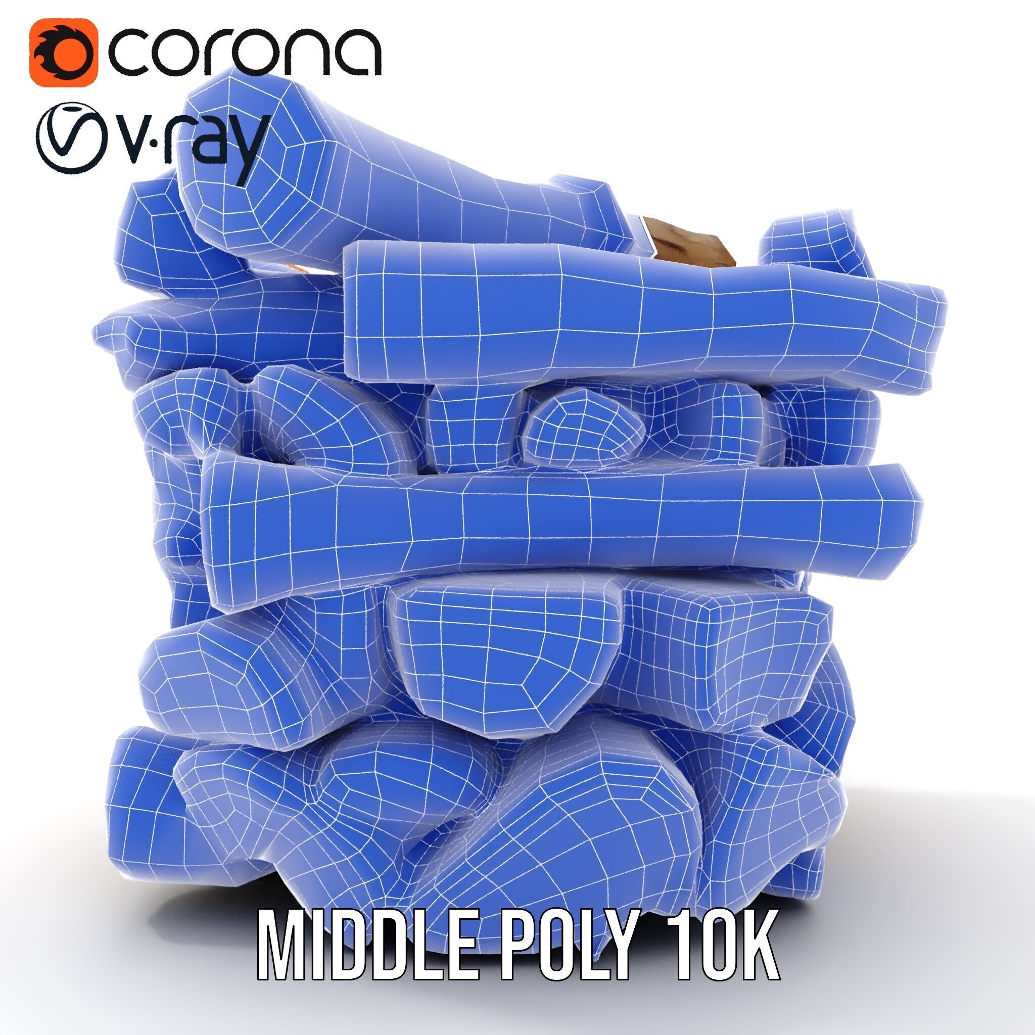 Firewood Stack D Model Pack for Rendering and Game Design Low-poly 3D model_27