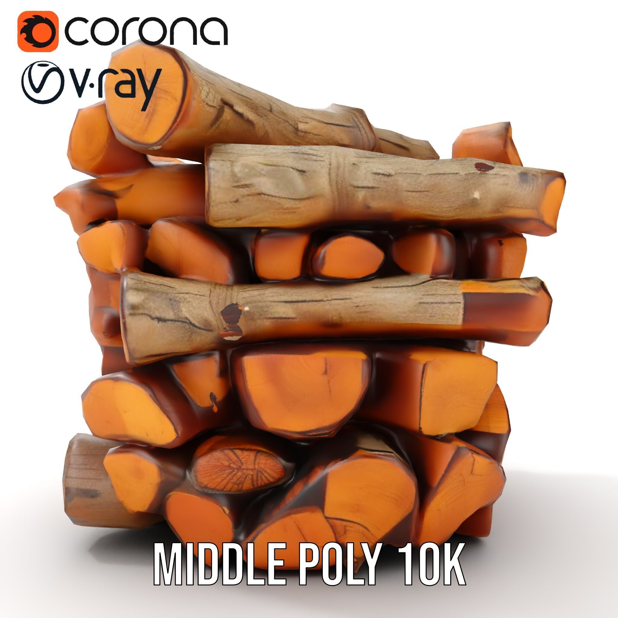Firewood Stack D Model Pack for Rendering and Game Design Low-poly 3D model_16
