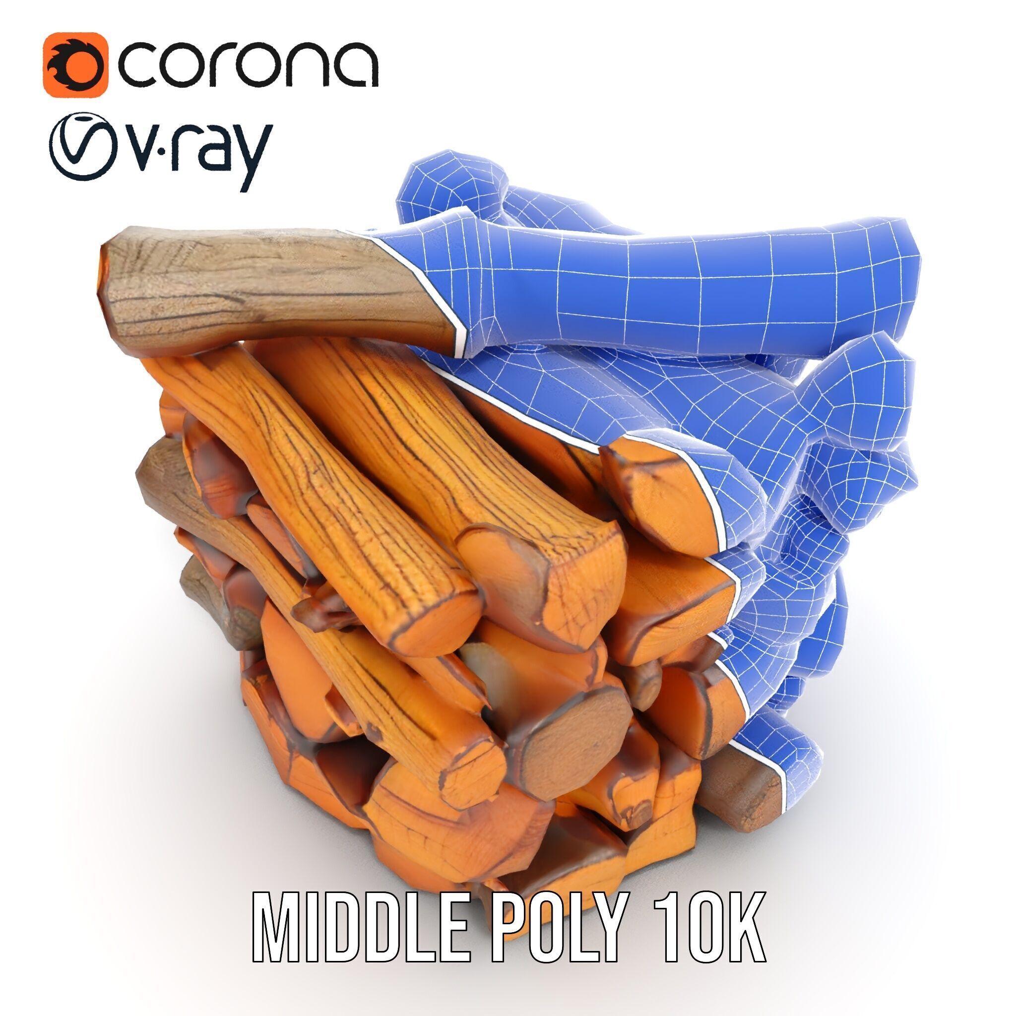 Firewood Stack D Model Pack for Rendering and Game Design Low-poly 3D model_30