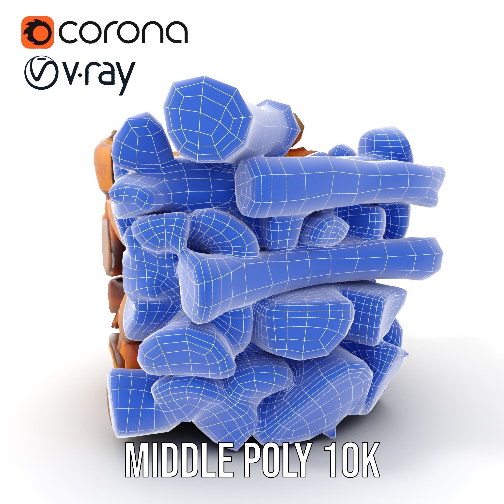 Firewood Stack D Model Pack for Rendering and Game Design Low-poly 3D model_24