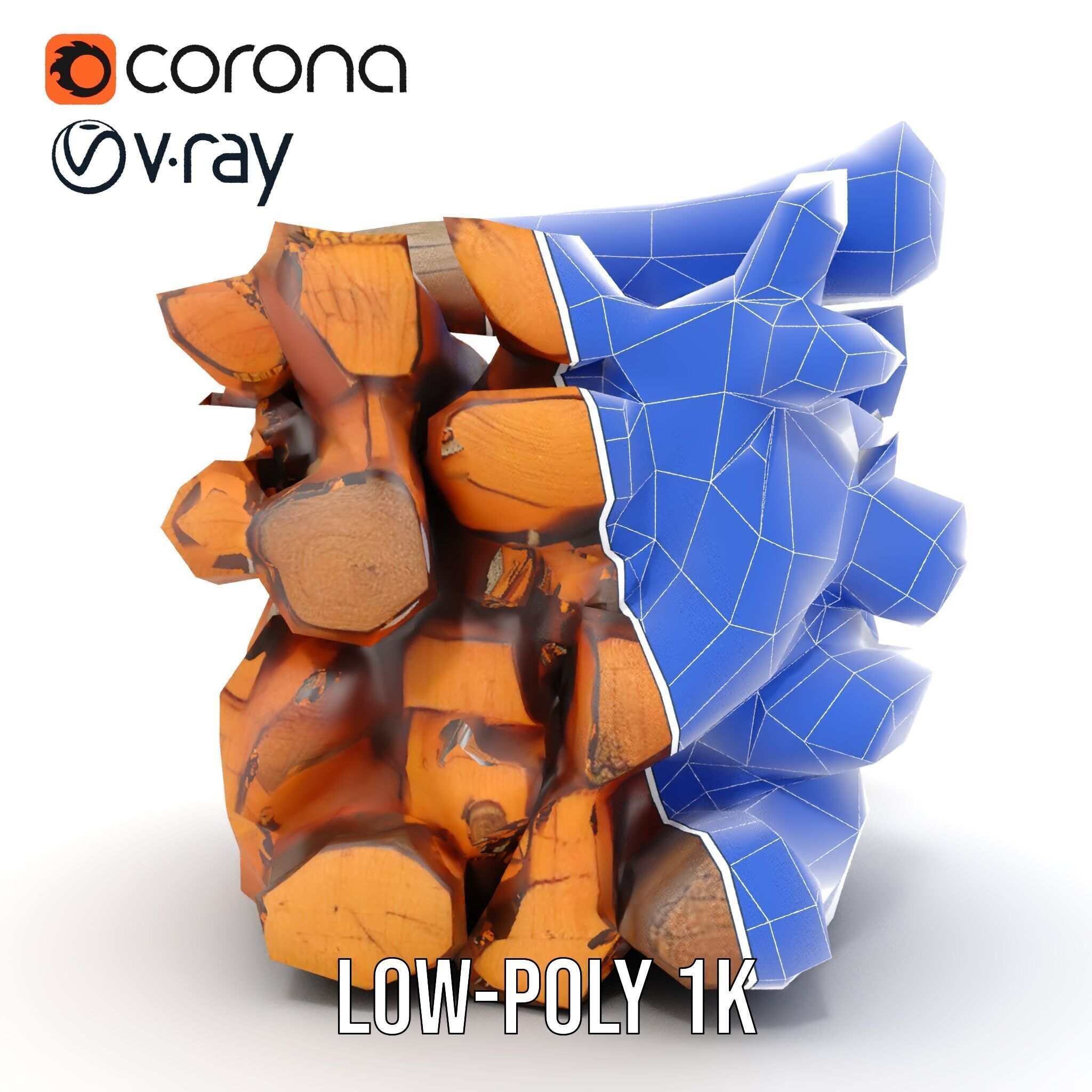 Firewood Stack D Model Pack for Rendering and Game Design Low-poly 3D model_28