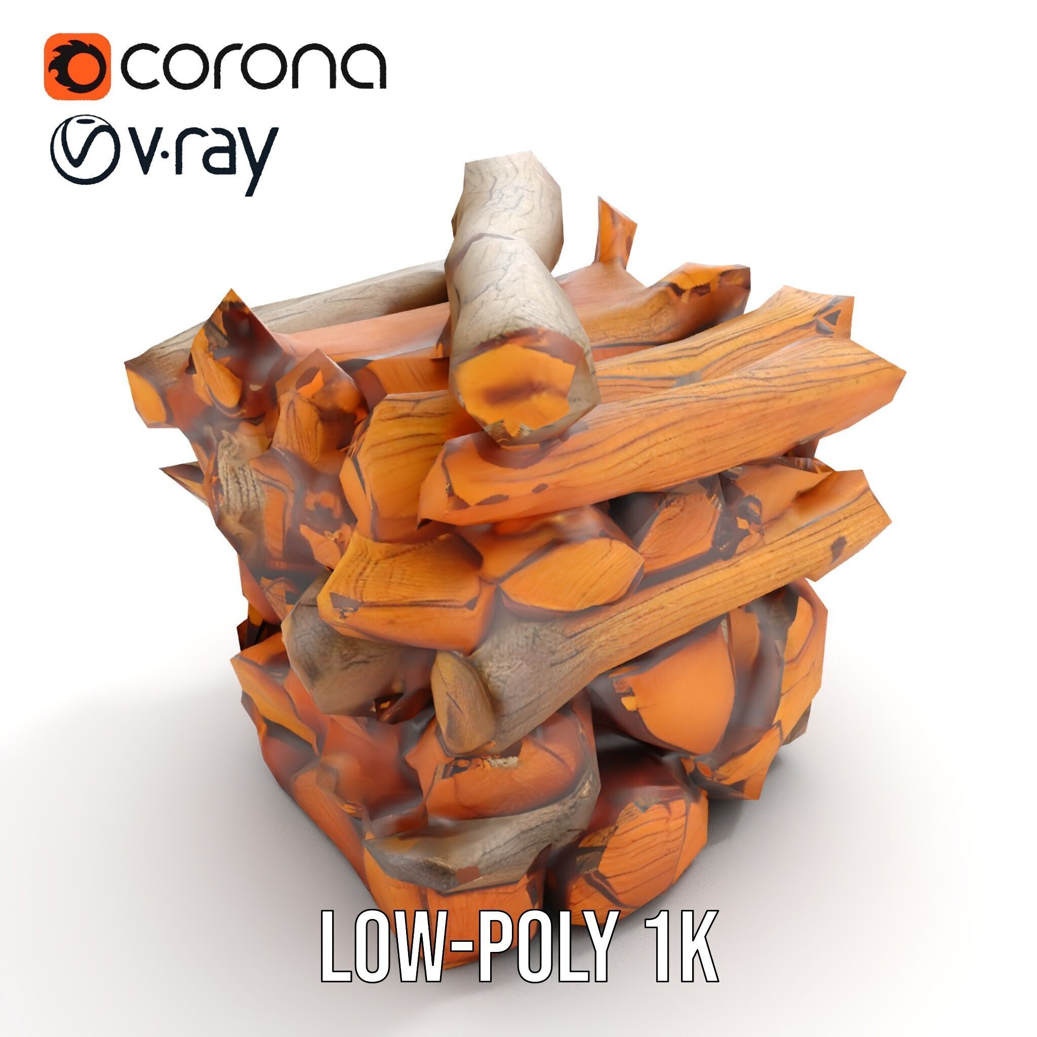 Firewood Stack D Model Pack for Rendering and Game Design Low-poly 3D model_12