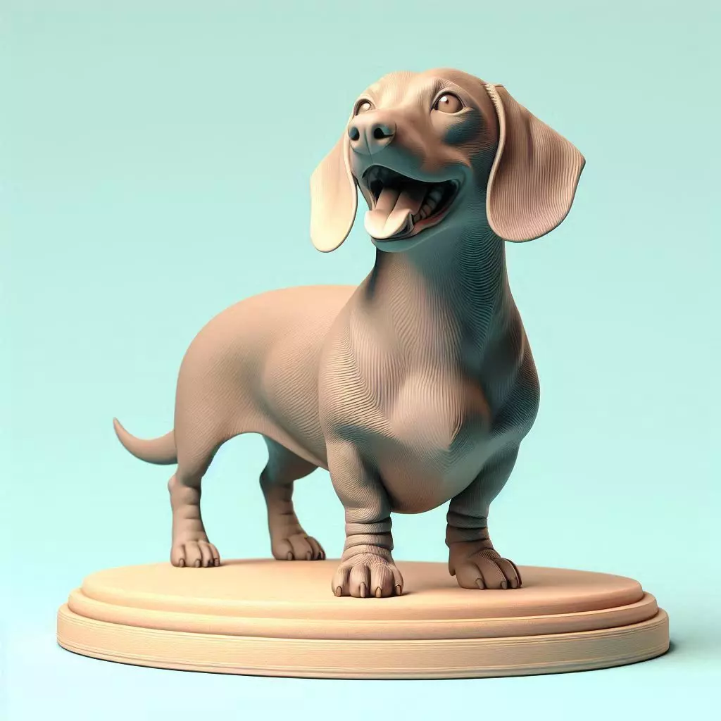 937 Laughing Dachshund Colorful 3D Printed Statue 3D print model_0